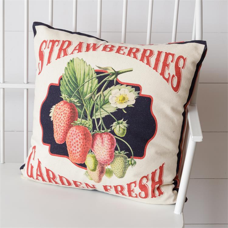 Garden Fresh Strawberries Pillow