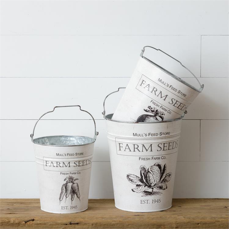 Mull's Feed Store Buckets (S/3)