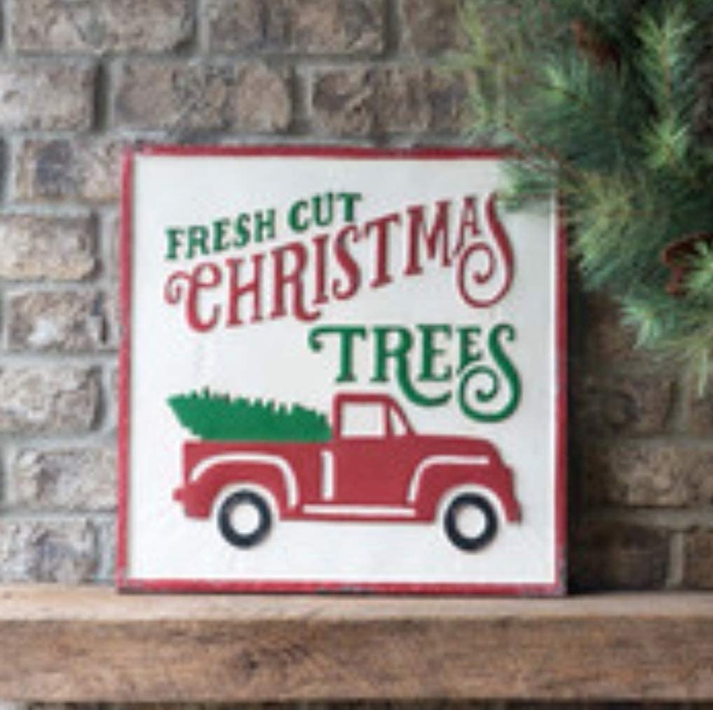 Oversized Embossed Metal Fresh Cut Christmas Trees Sign
