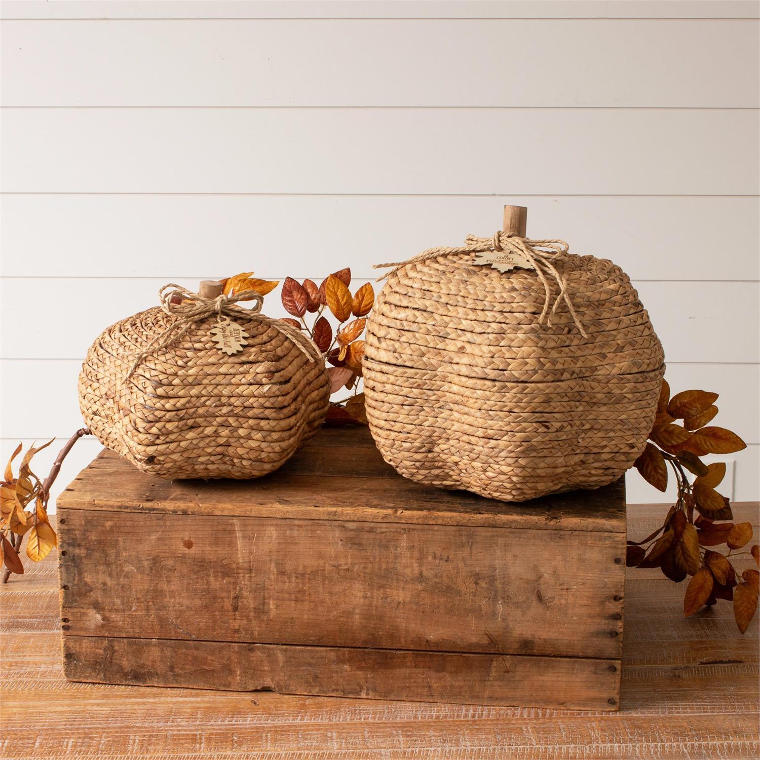 Woven Hyacinth Nested Pumpkins (S/2)