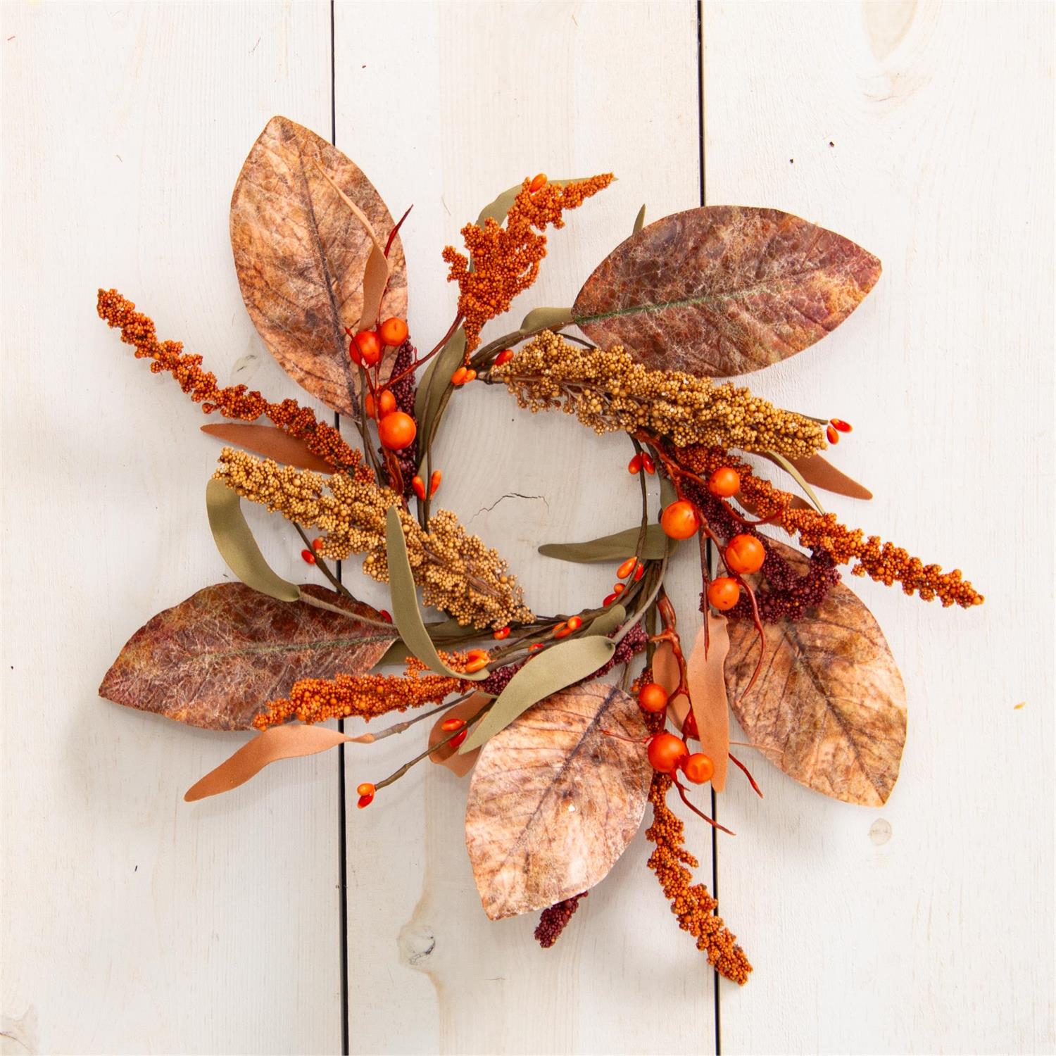 Pods, Leaves, Fall Foliage Candle Ring