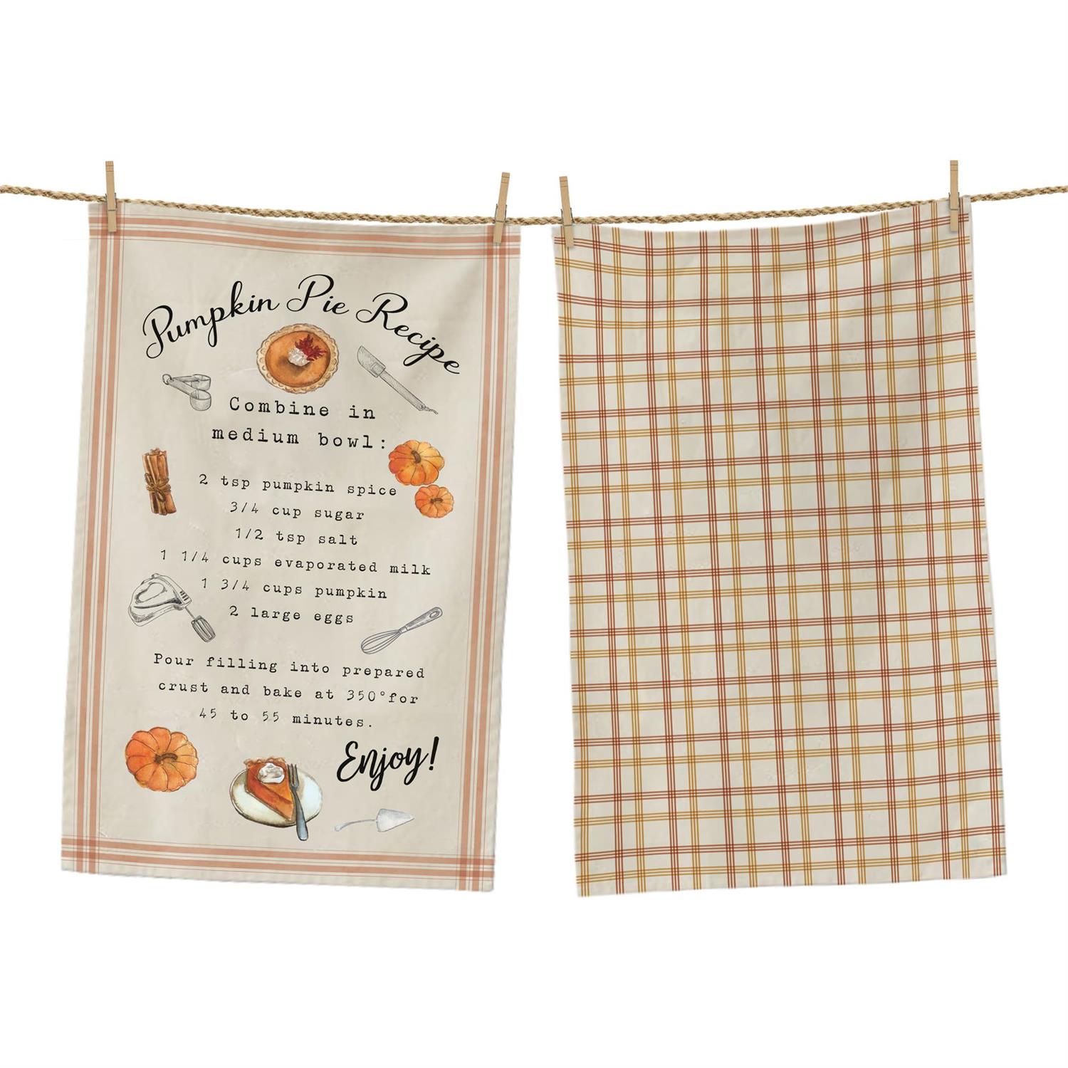 Pumpkin Pie Recipe Tea Towels (S/2)