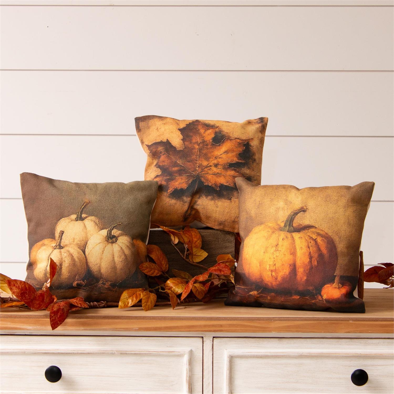 Pumpkin and Leaf Paintings Mini pillow (S/3)