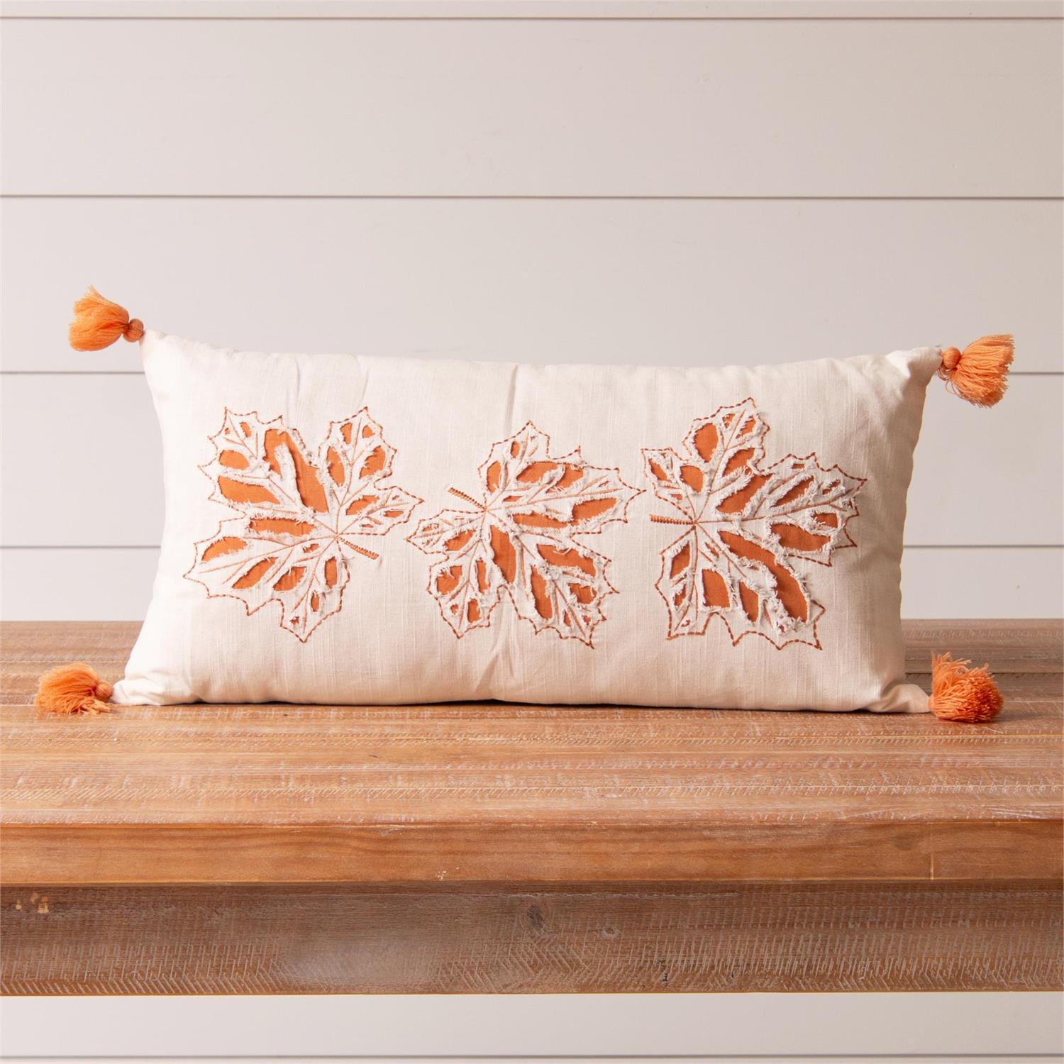 Leaf Embroidery And Tassels Pillows