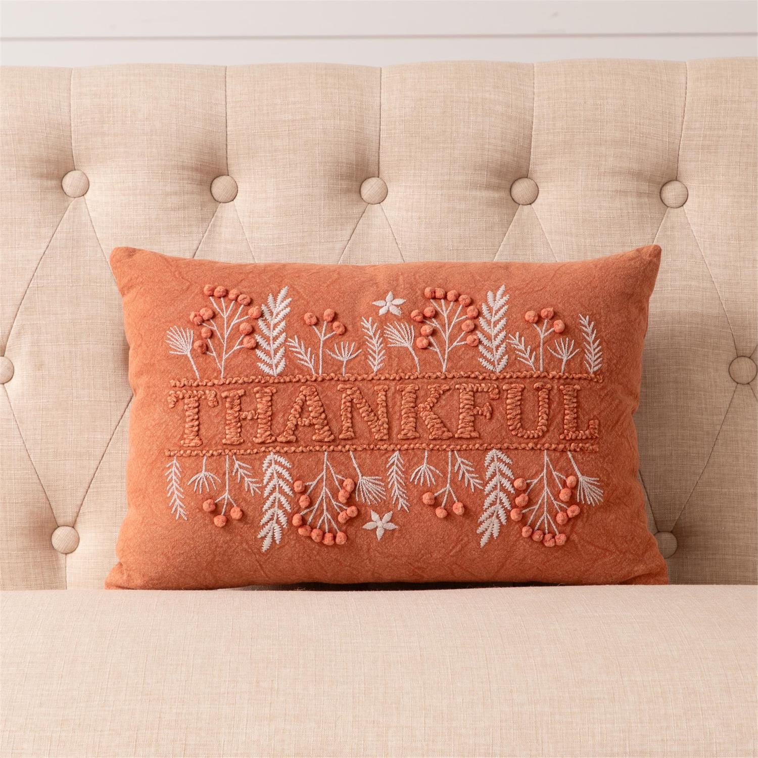 Embellished Thankful Fall Pillow