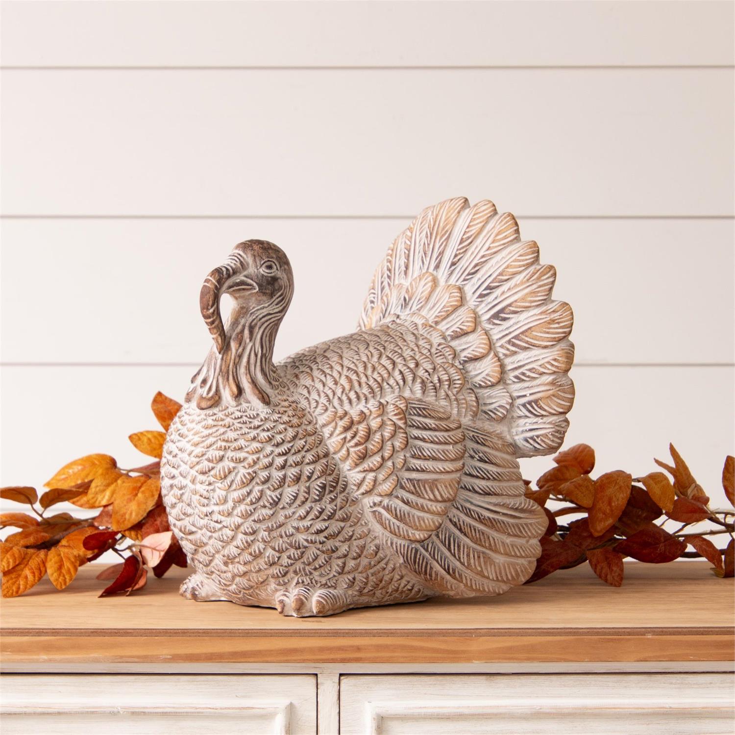 Cement Wood Like Turkey Figurine