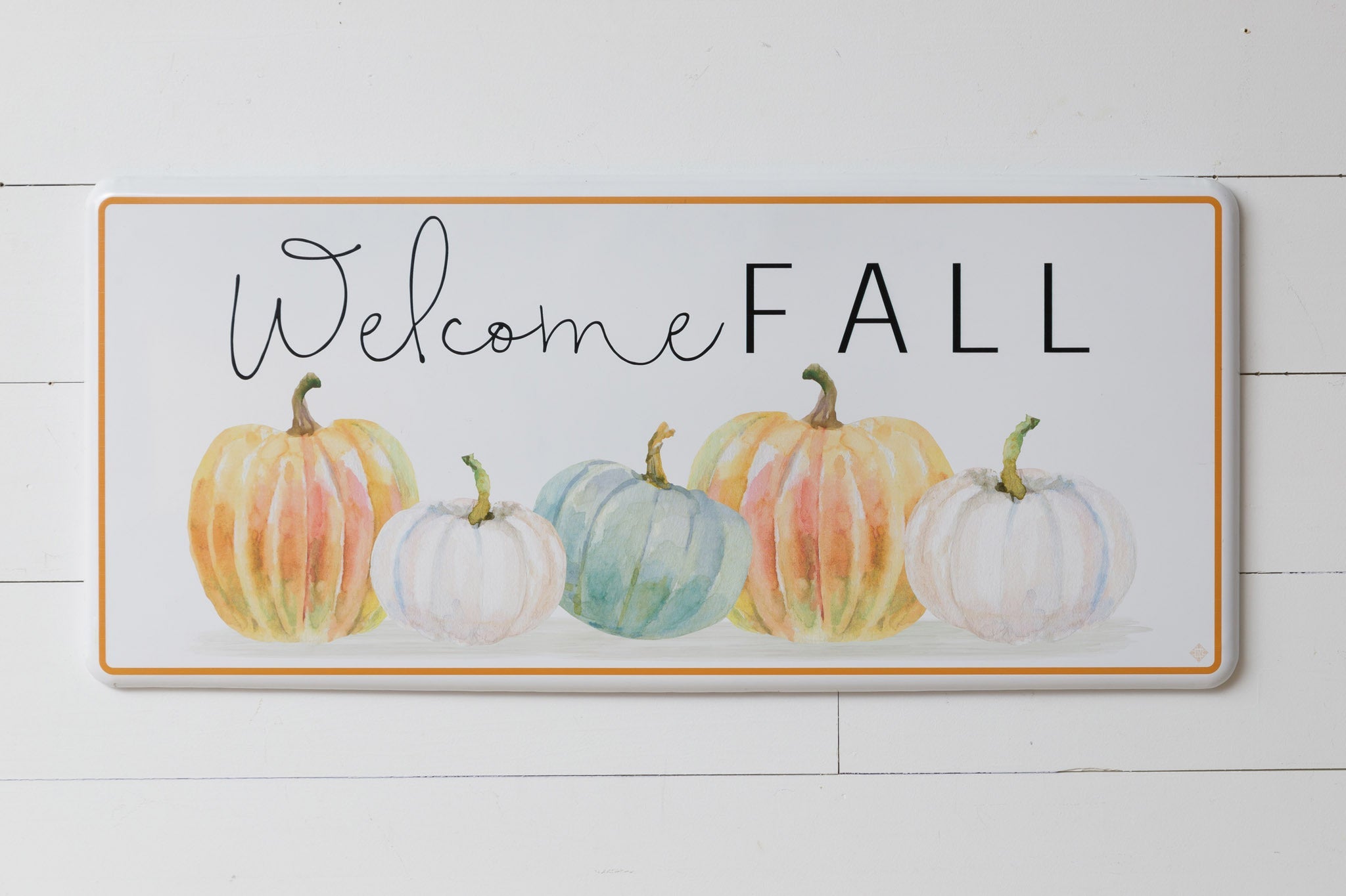 Welcome Fall Watercolor Pumpkins Wall Art