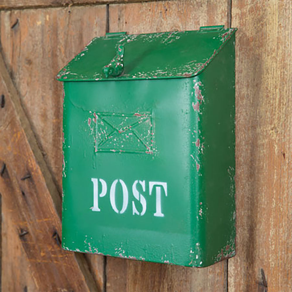 Green Post Box with Bird