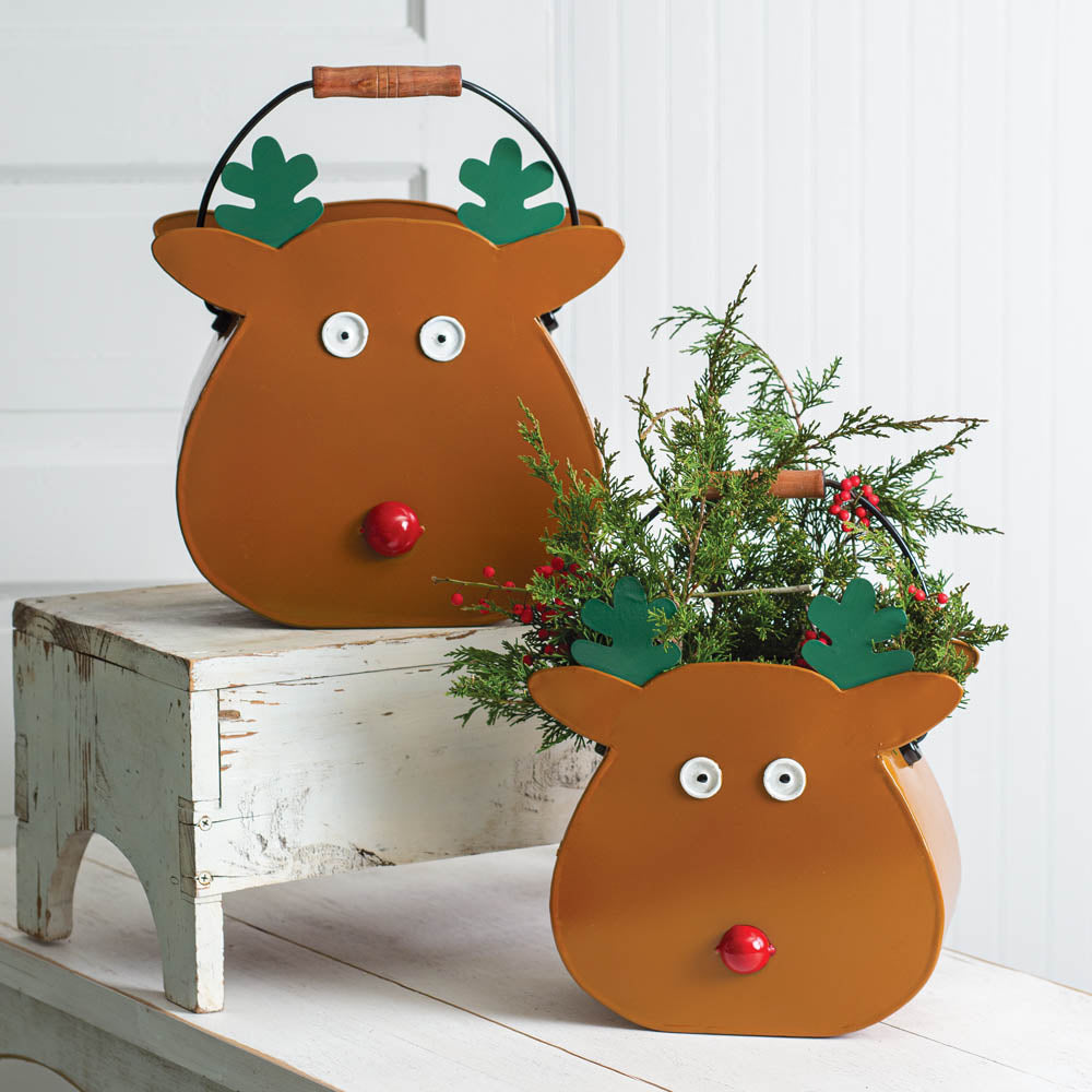 Reindeer Containers w/ Handles (S/2)