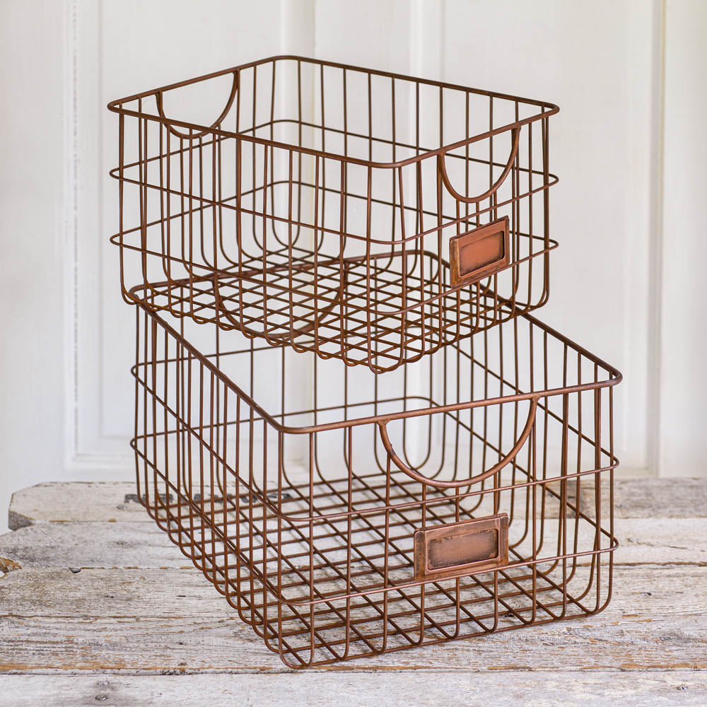 Copper Finish Locker Baskets (S/2)
