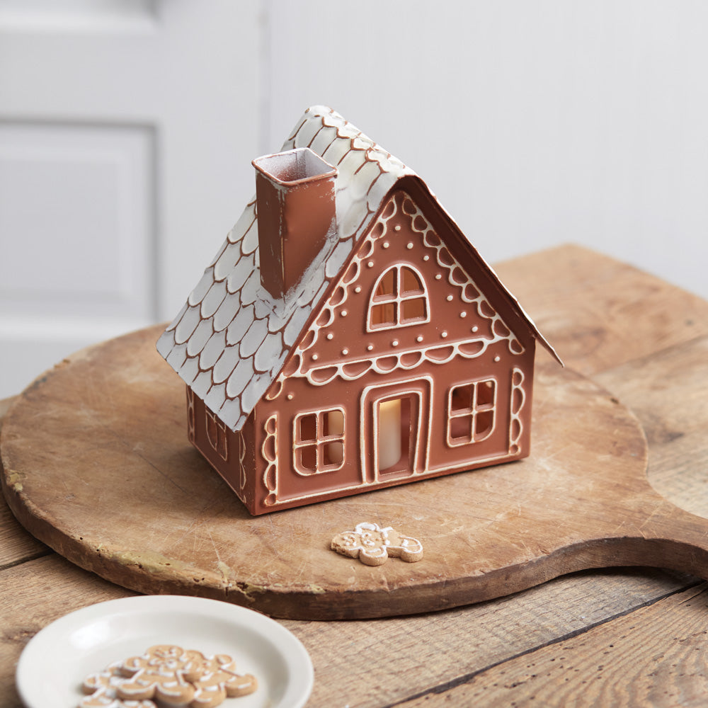 Metal Gingerbread Cottage Luminary