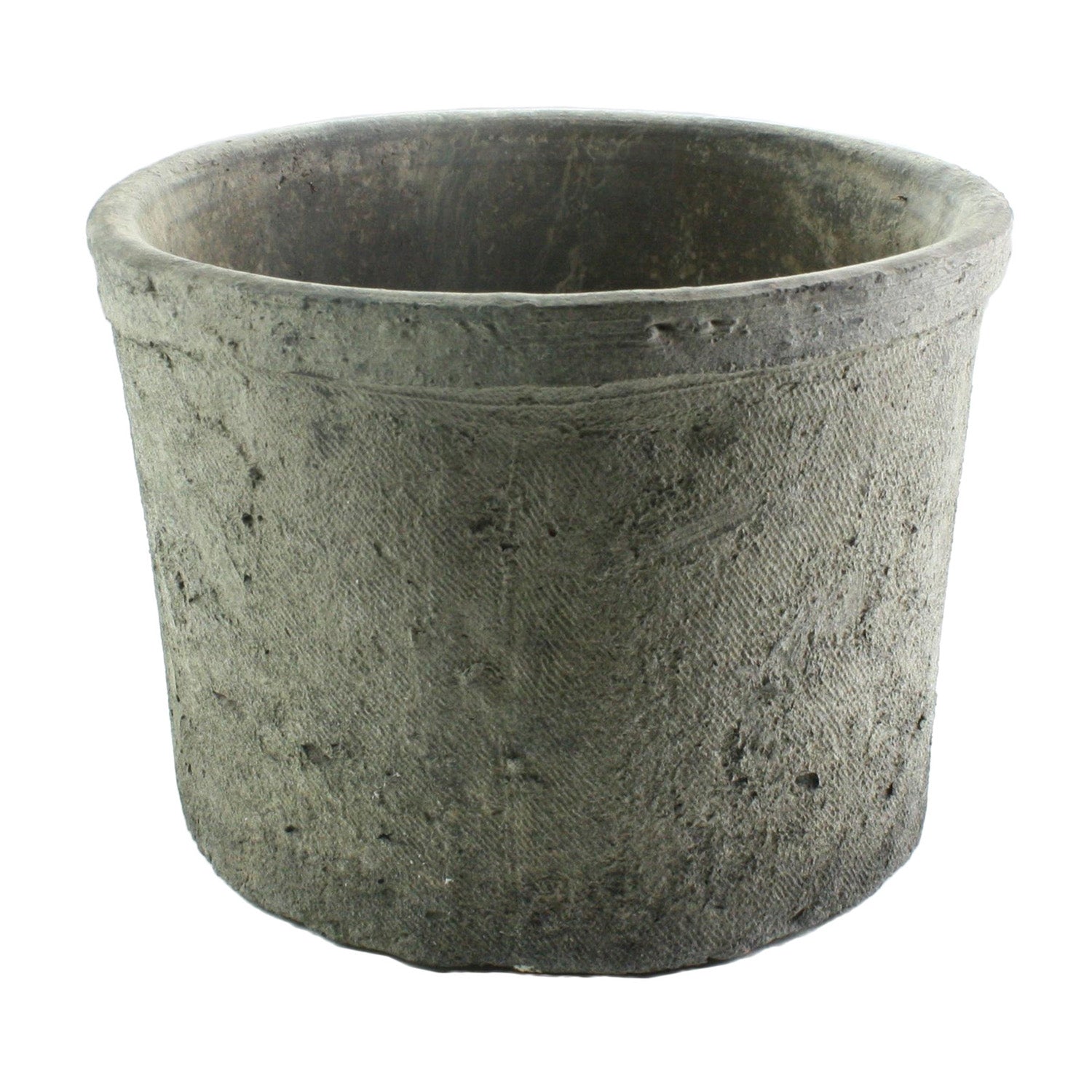 Rustic Terra Cotta Cylinder - Sm - Moss Grey (5610055532701)
