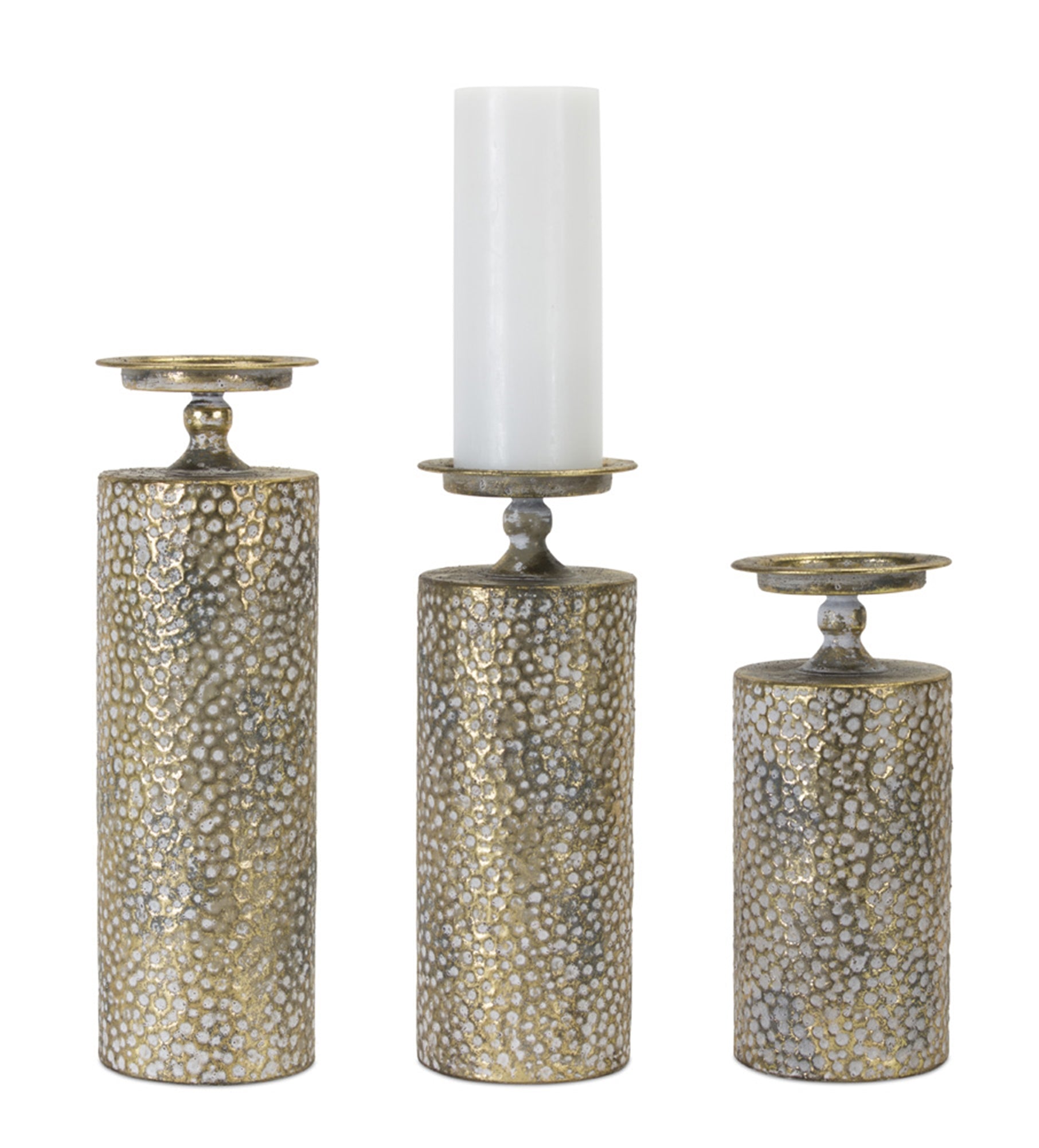 Fern Hill Hammered Metal Candleholders (S/3) (5635810328733)