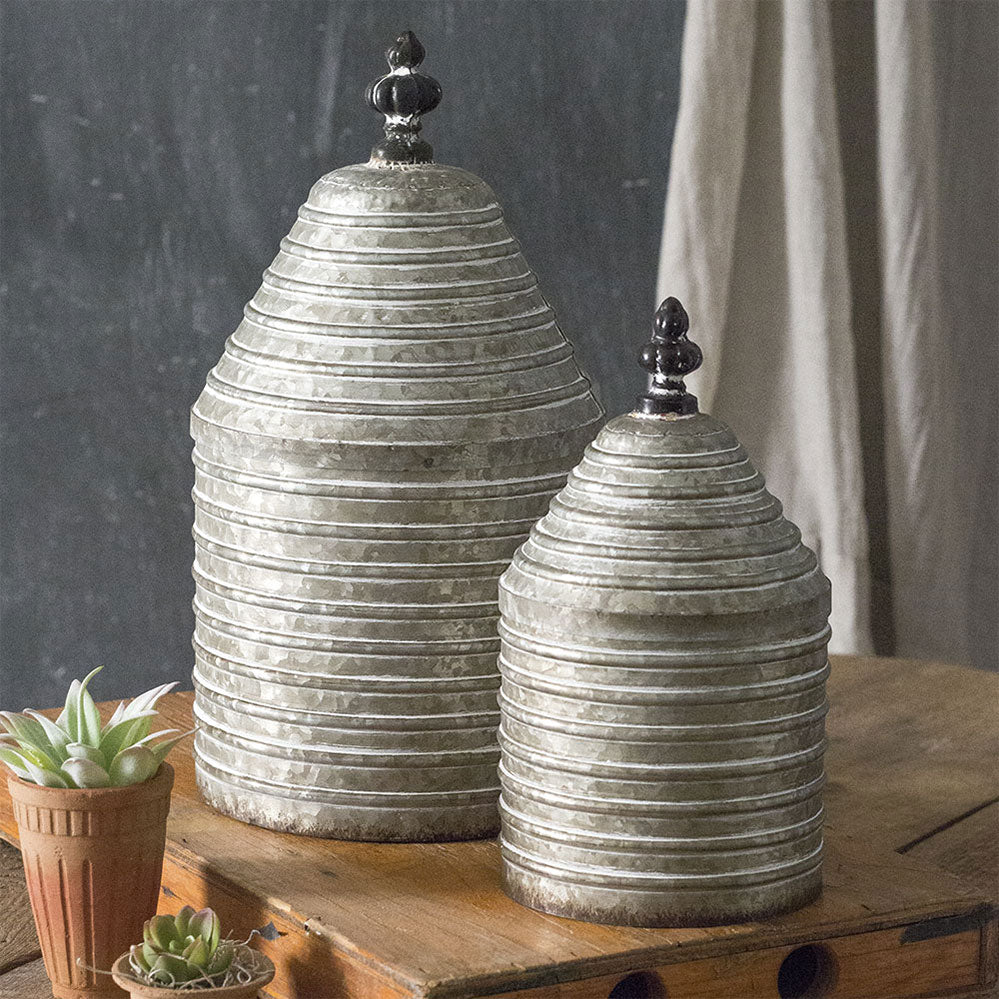 Ribbed Canisters with Lids (S/2)