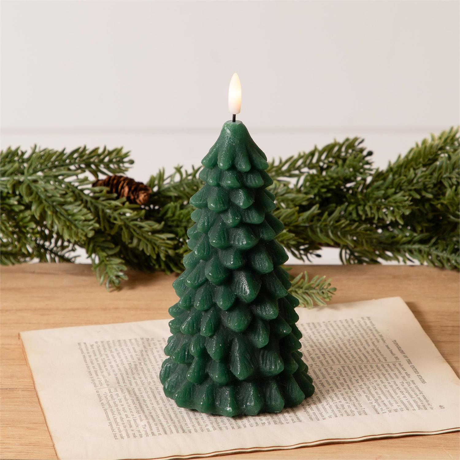 Green Christmas Tree LED Candle