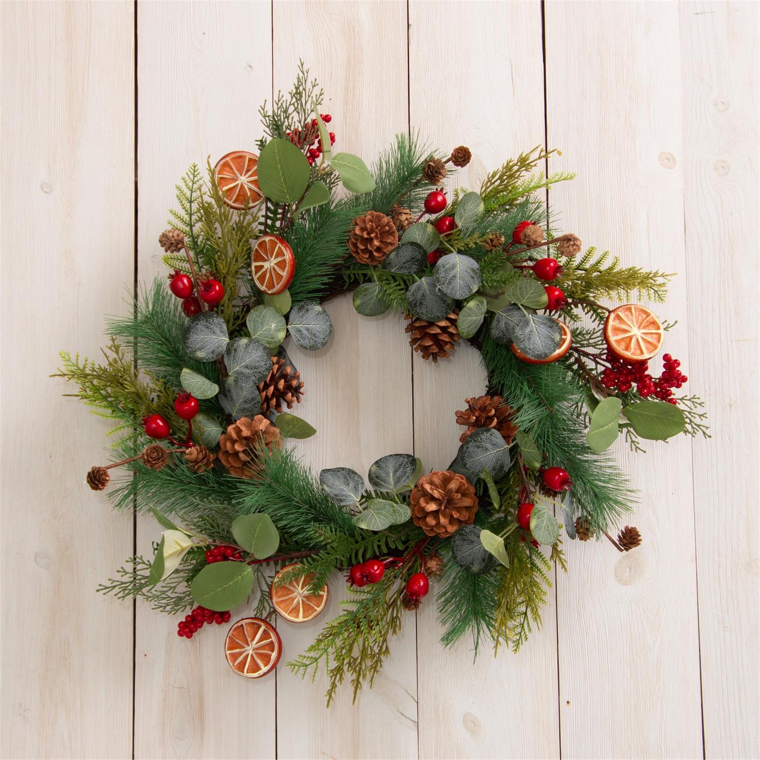 Dried Faux Oranges And Berries Wreath