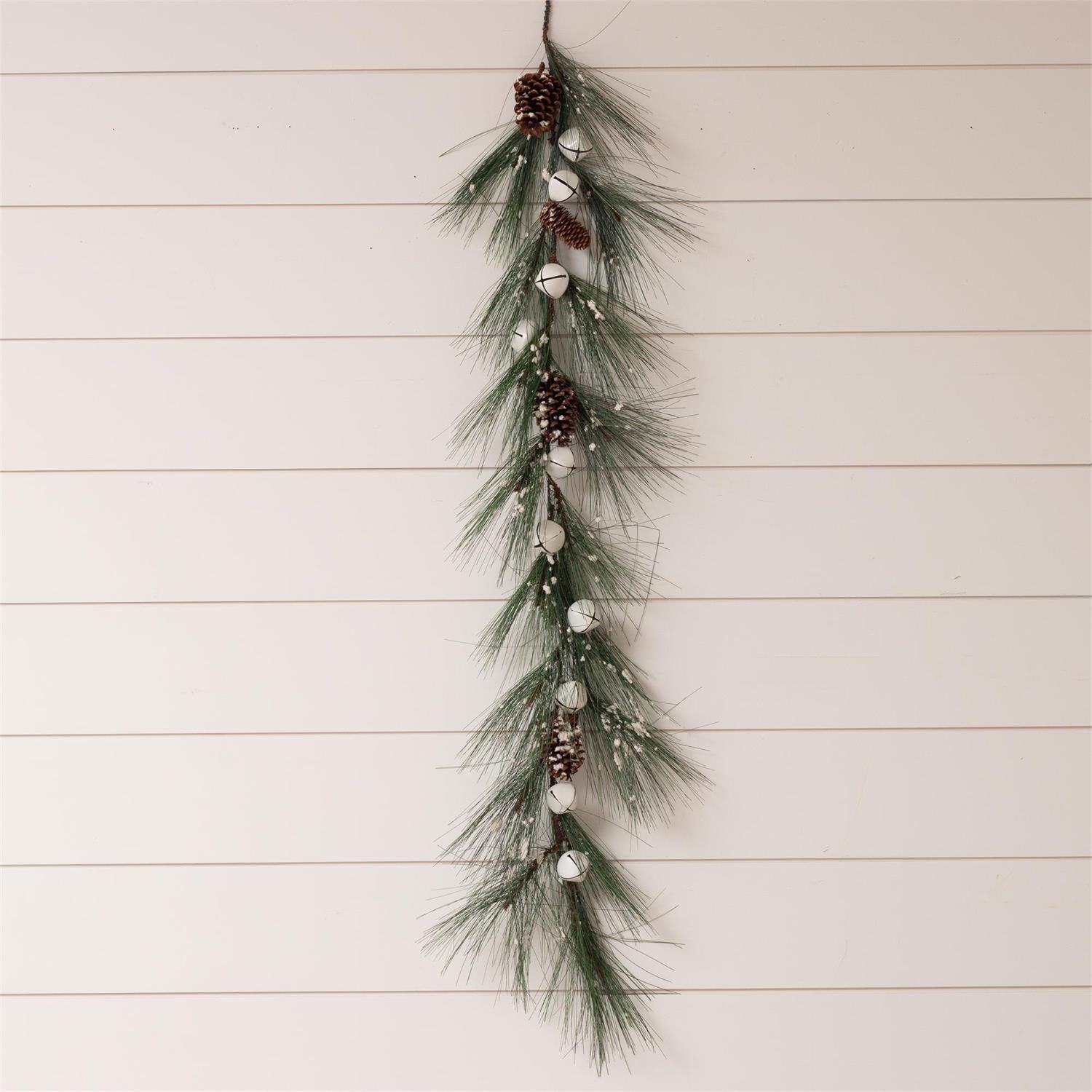 Snowy White Pine With White Bells Garland