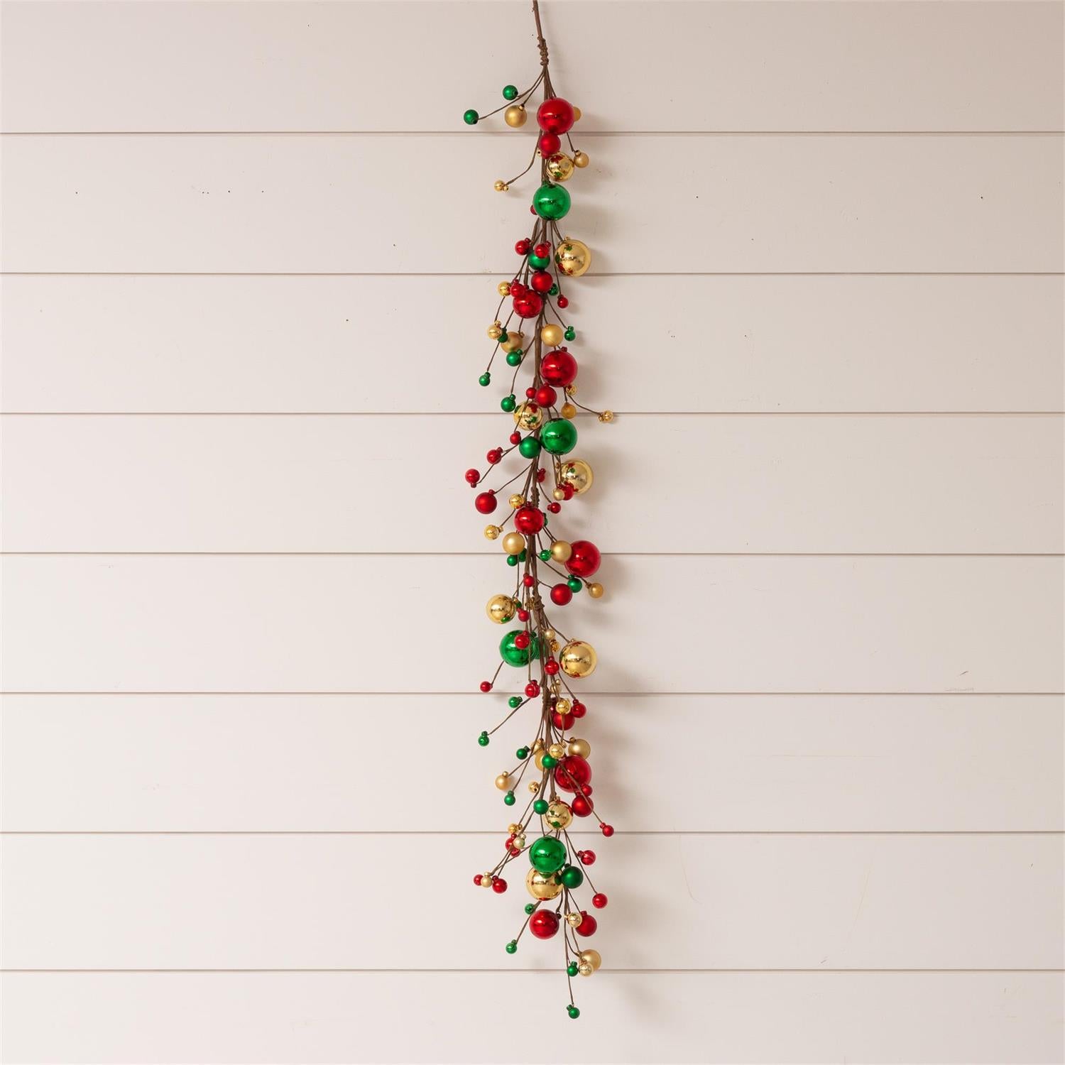 Red, Green, and Gold Ornament Garland