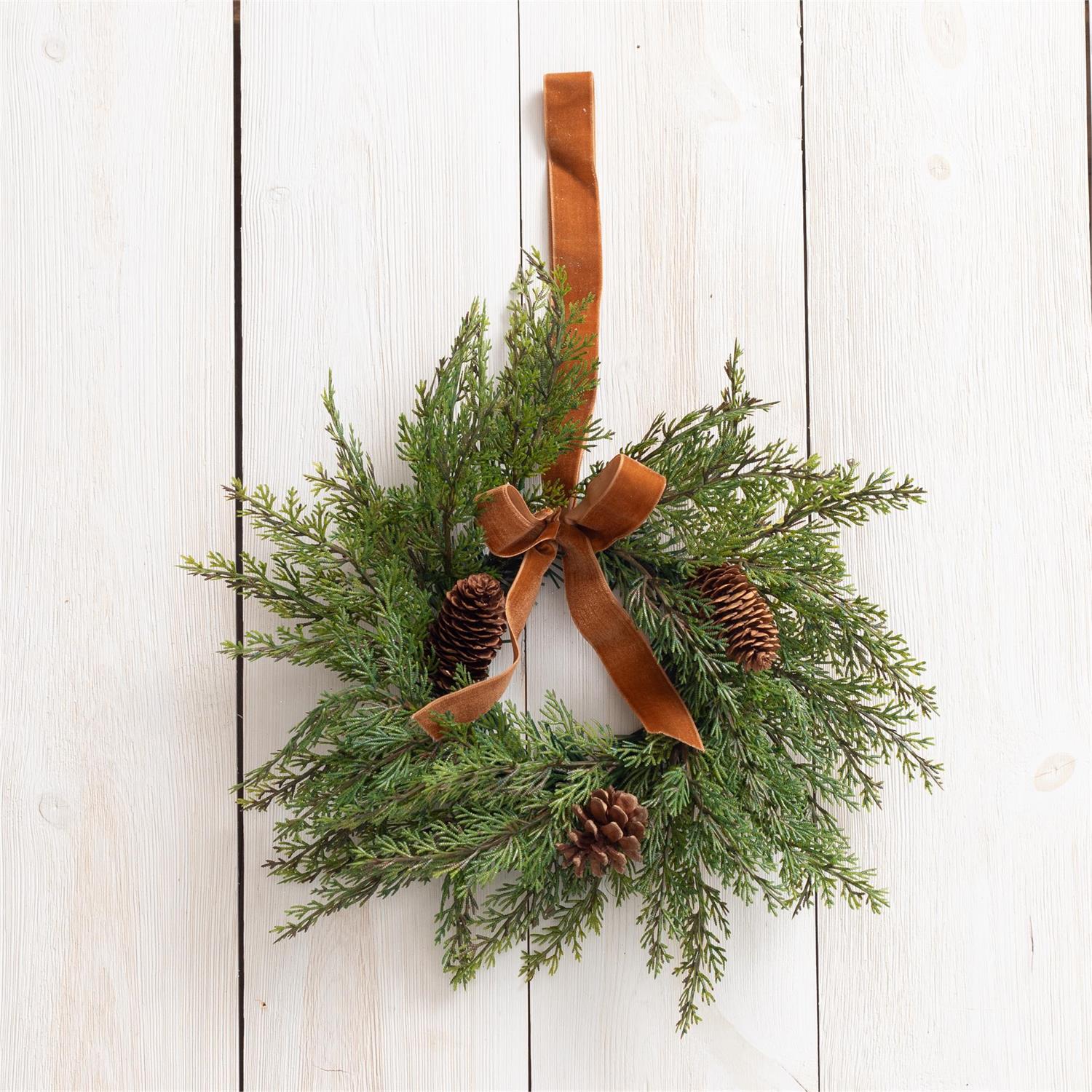 Velvet Brown Bow Mini Wreath