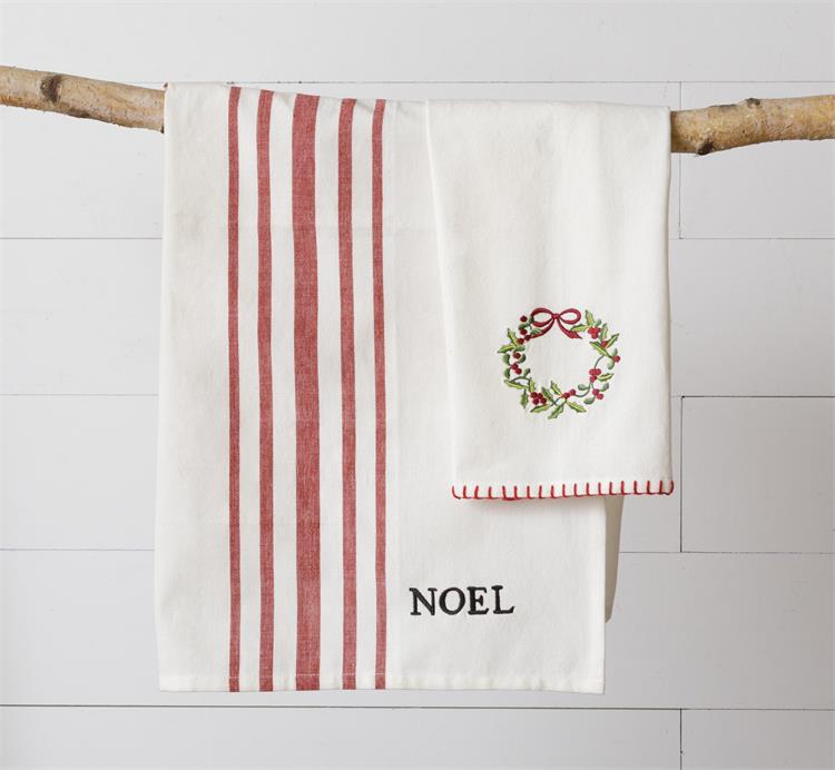 Embroidered Holiday Tea Towels (S/2)