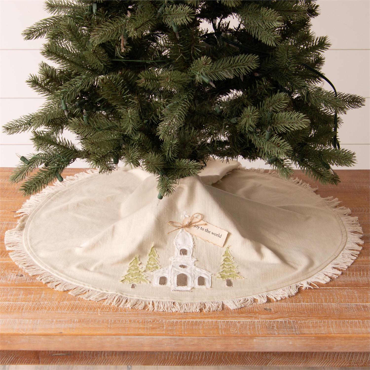 Church Rustic Applique Tree Skirt