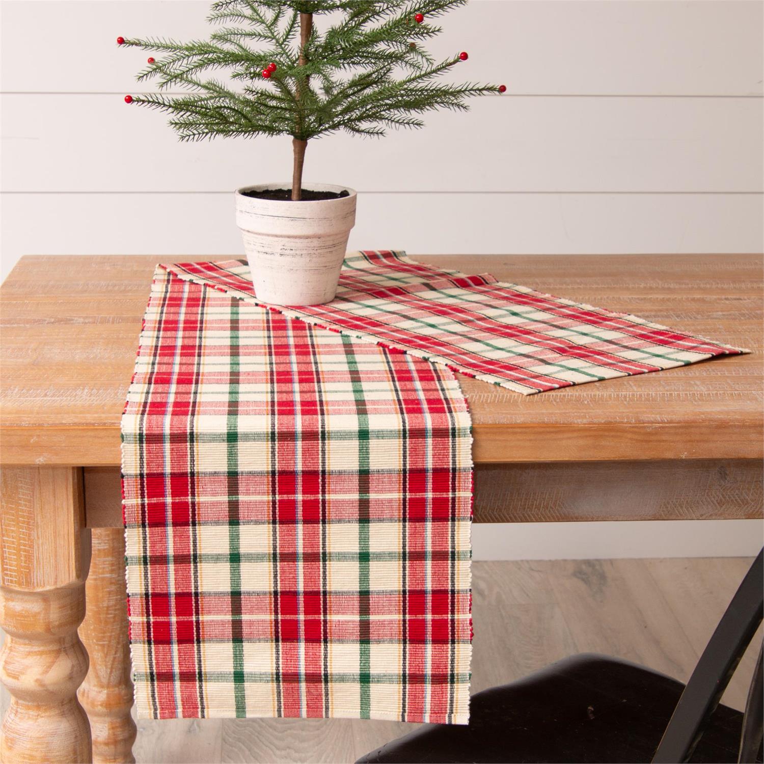 Red Christmas Plaid Table Runner