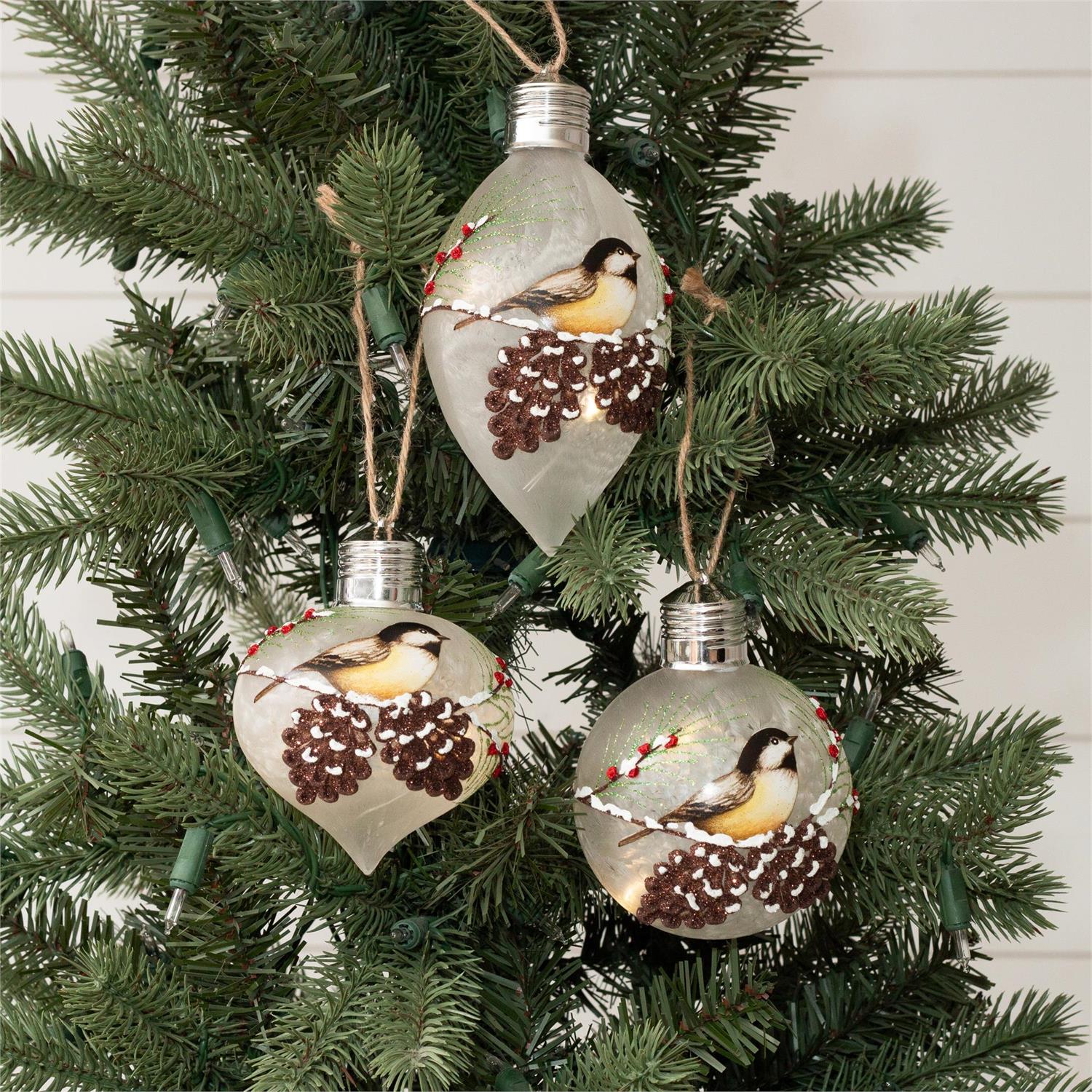 Chickadee Led Ornaments