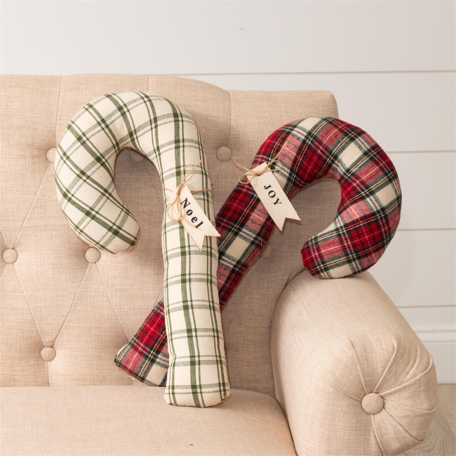 Plaid Candy Cane Pillows w/ Tags