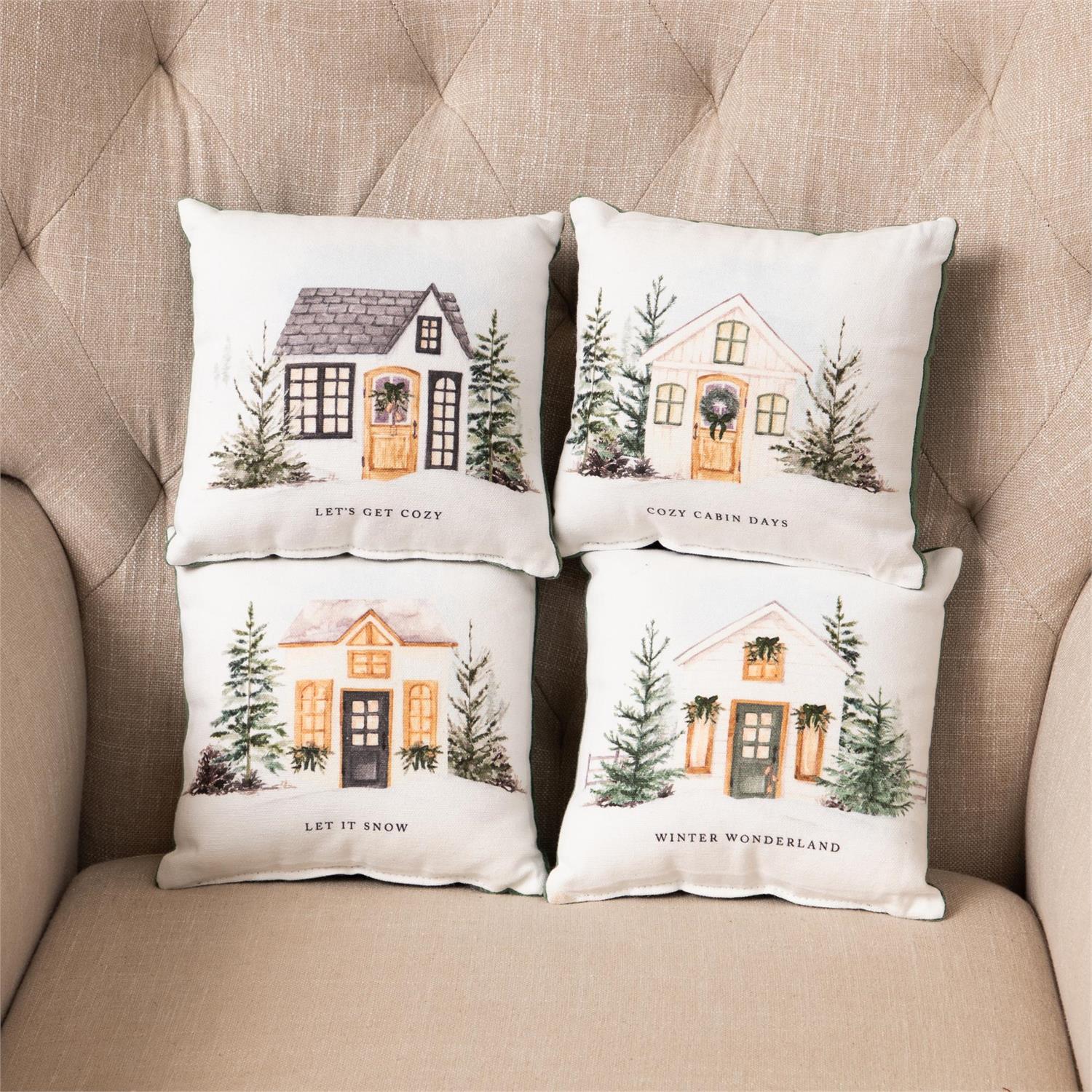 Mini Pillows - Cozy Winter Cottages