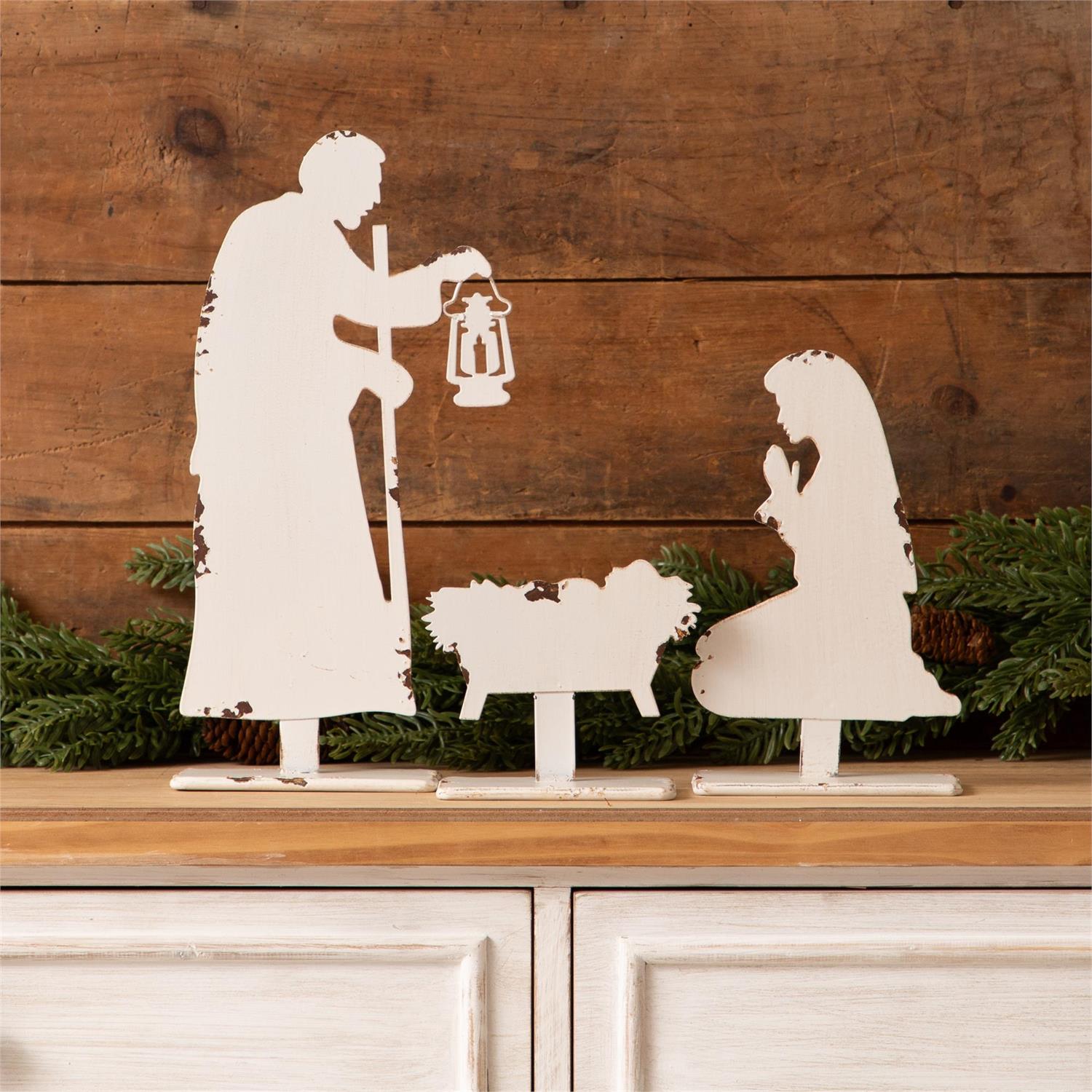 White Silhouette Nativity (S/3)