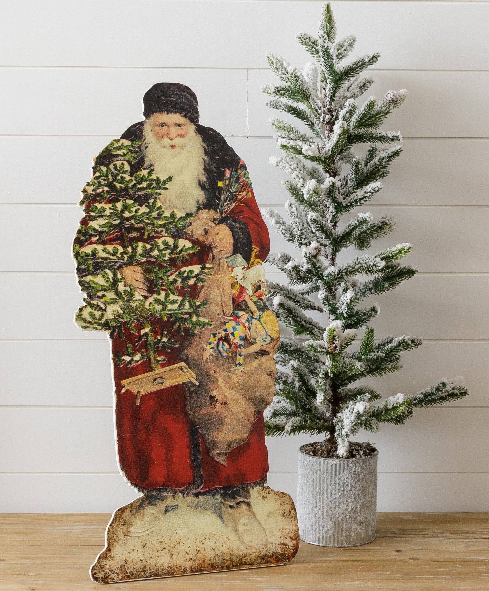 29 H Wooden Vintage Standing Santa