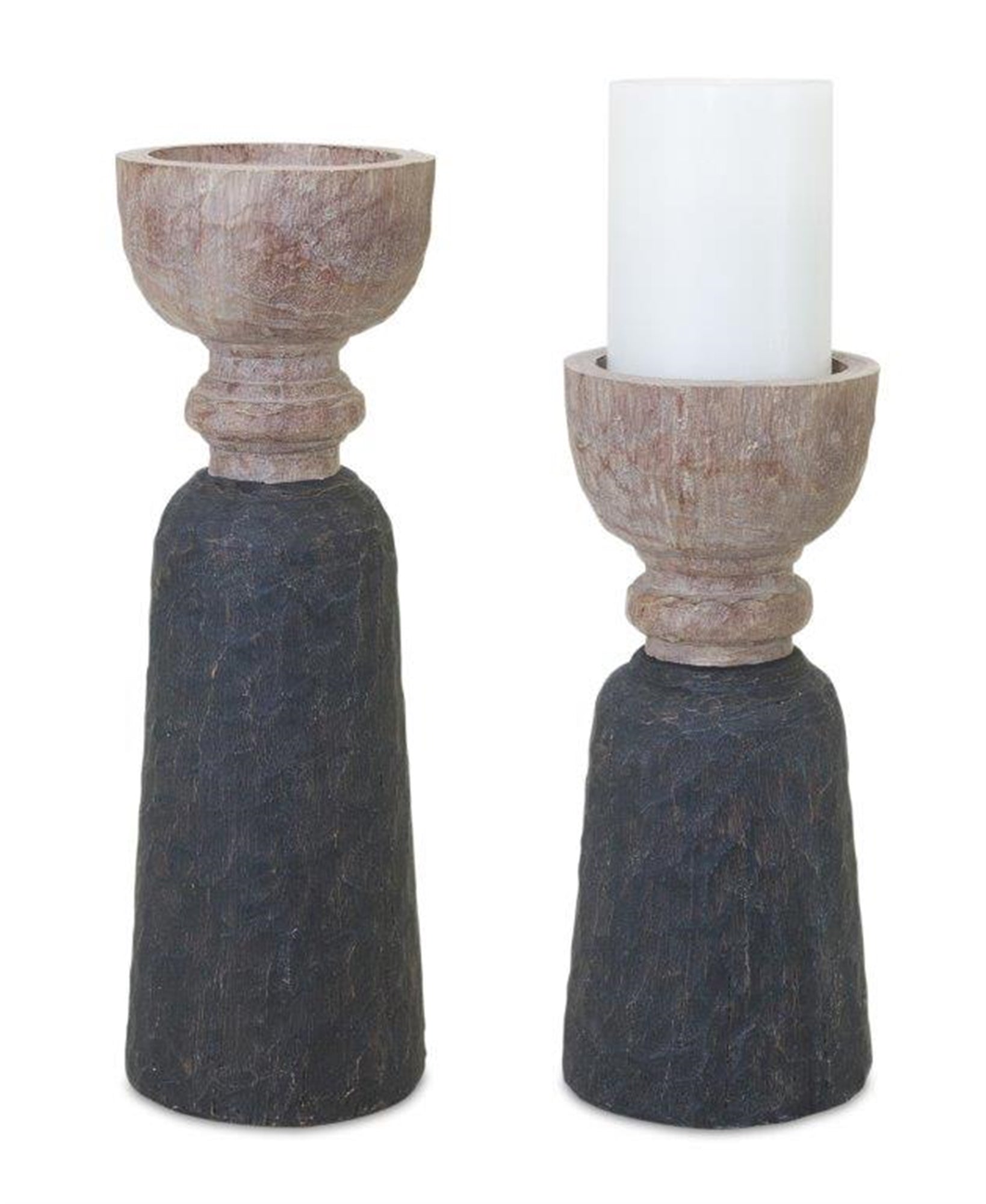 Mod Two Texture Candle Holders (S/2)