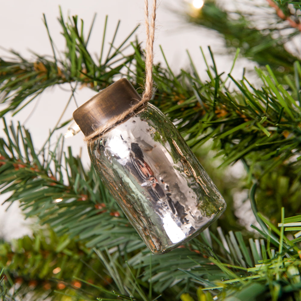 Mercury Glass Mason Jar Ornaments (S/6) - Silver