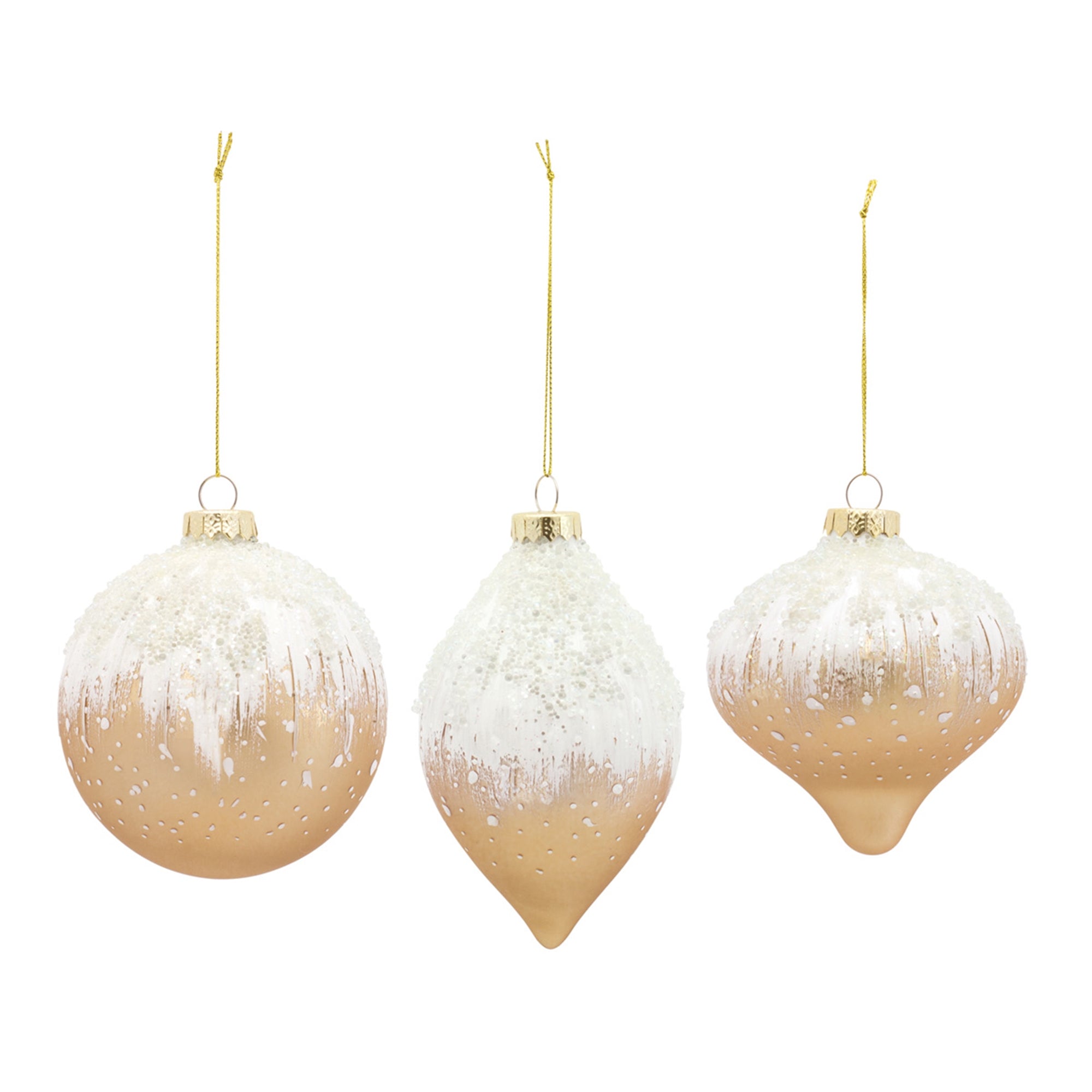 Gold w/ Snow Accent Ornaments (S/6)