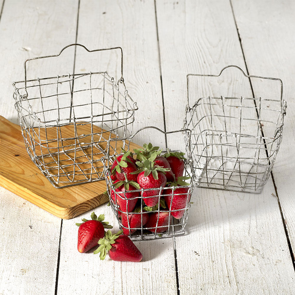 Set of Three Wire Gathering Baskets