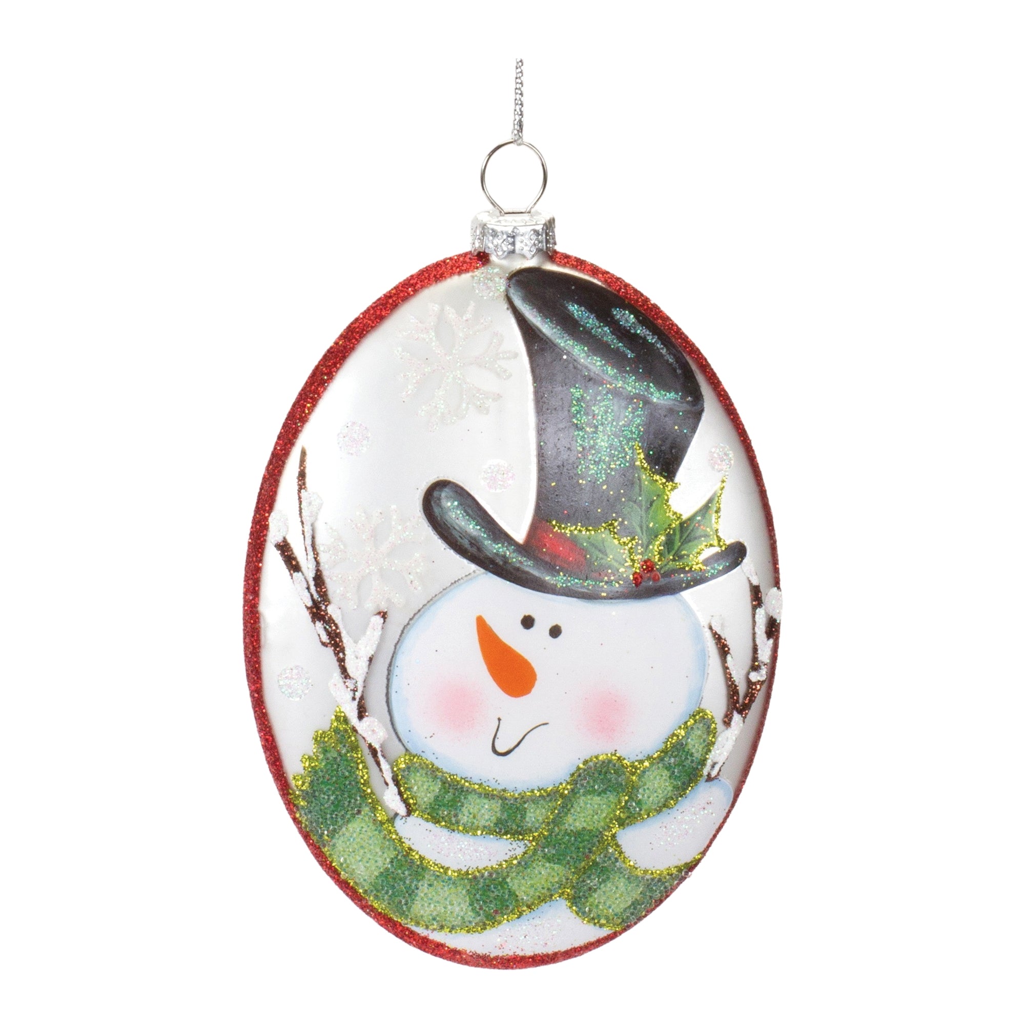 Glass Snowman Disc Ornament (Set of 12)