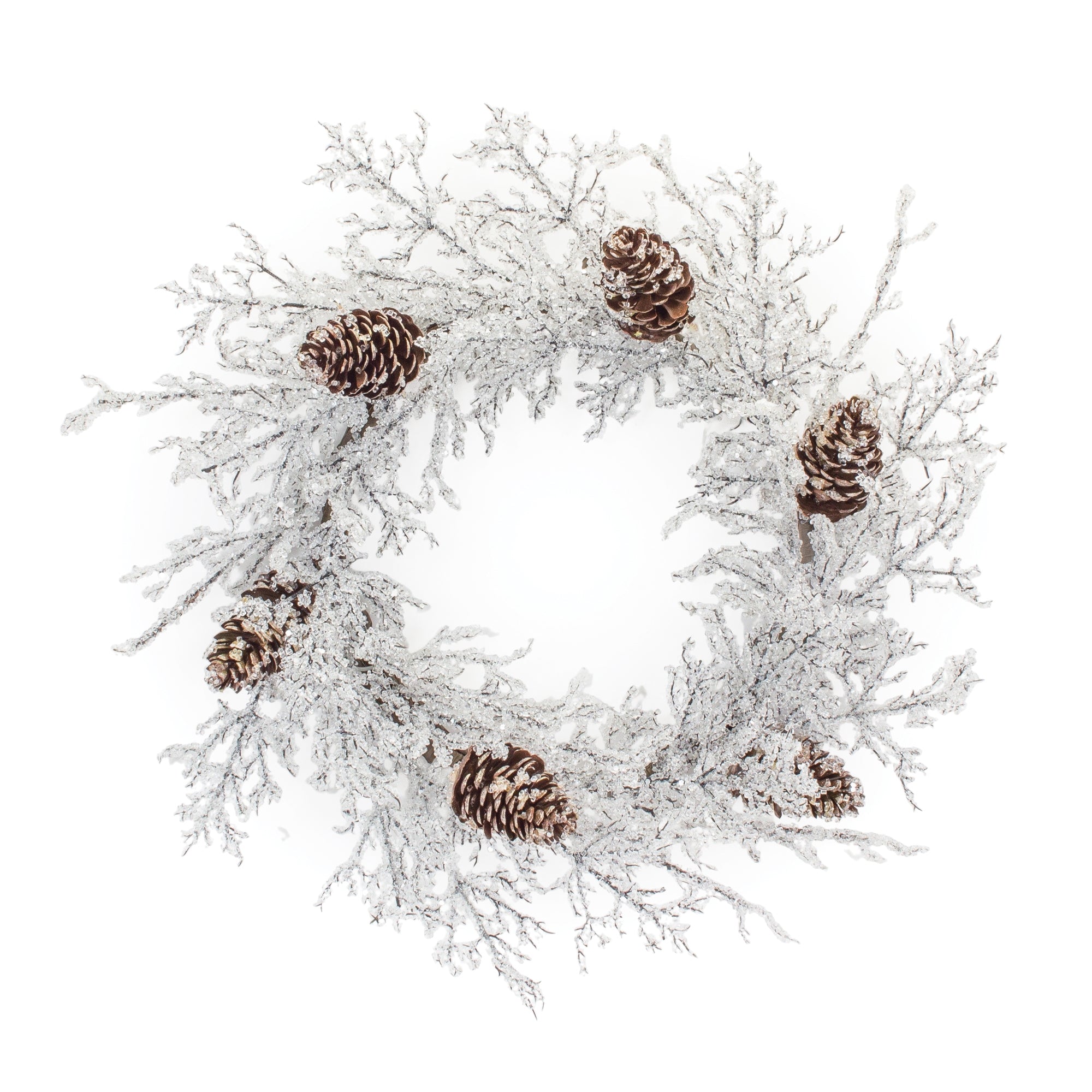 Iced Twig Pinecone Wreath 24"D