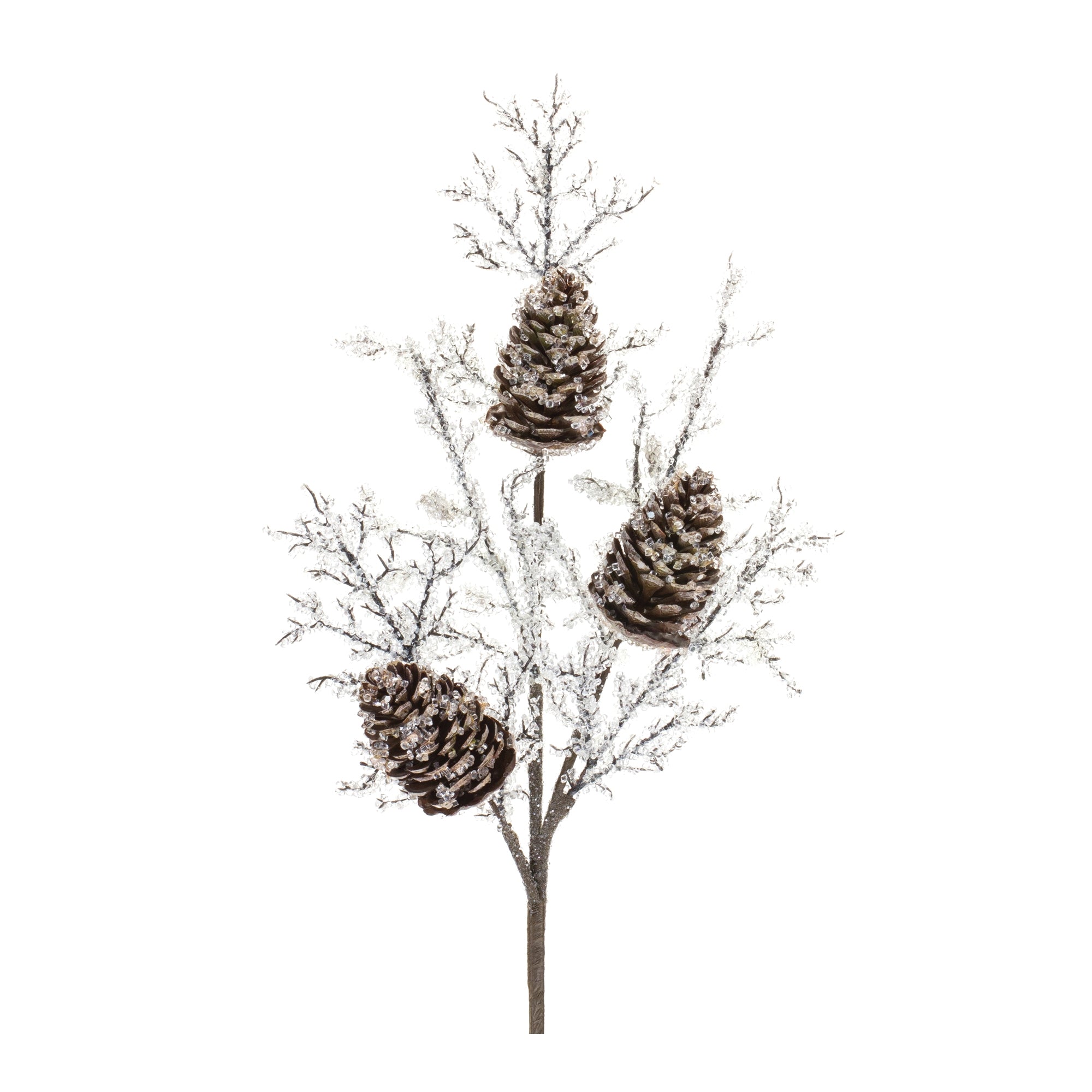 Iced Pinecone Twig Branch (Set of 2)