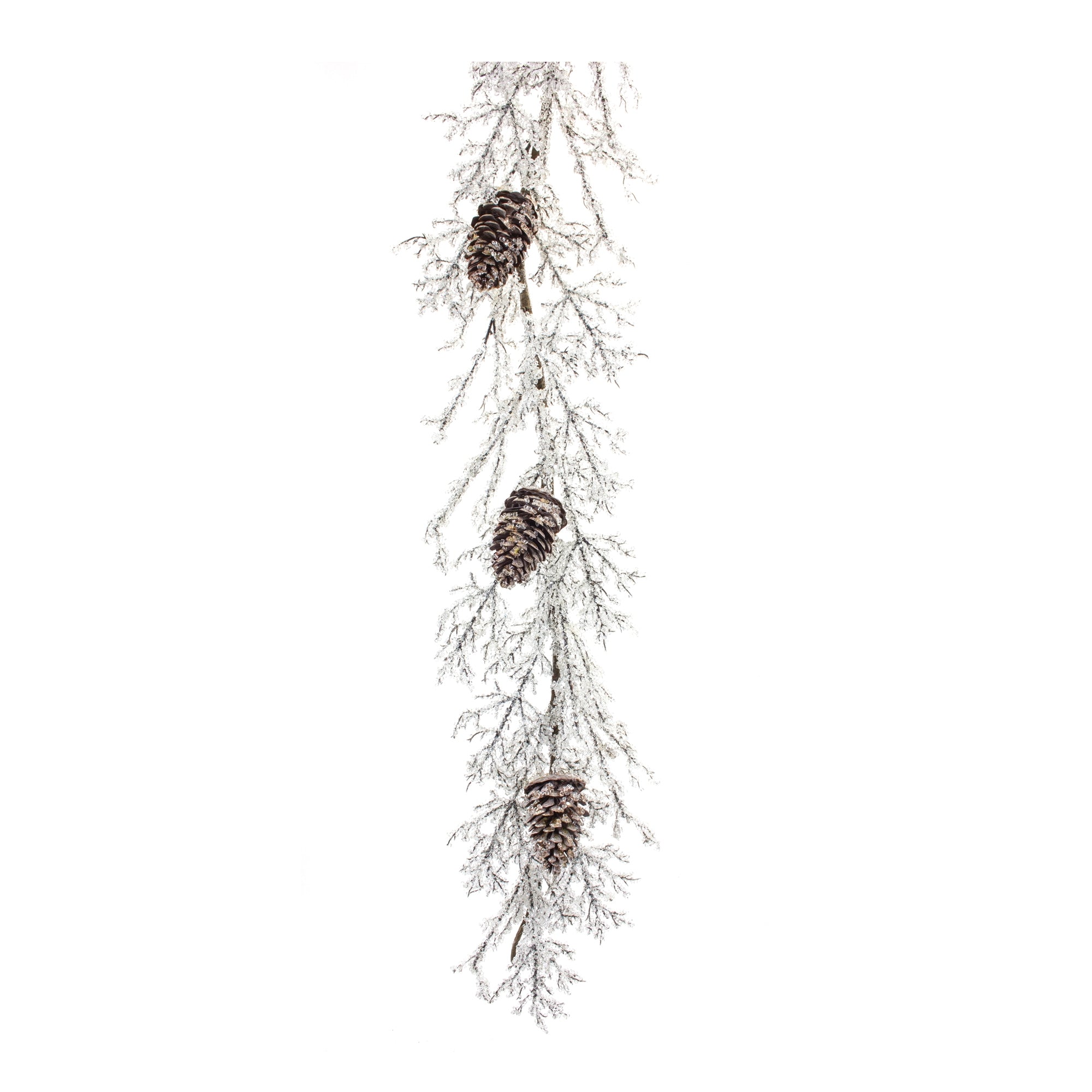 Iced Twig Garland with Pinecones 5'L