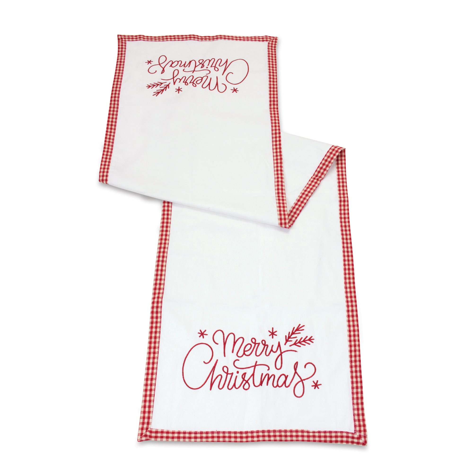 Merry Christmas Embroidered Table Runner 59"L