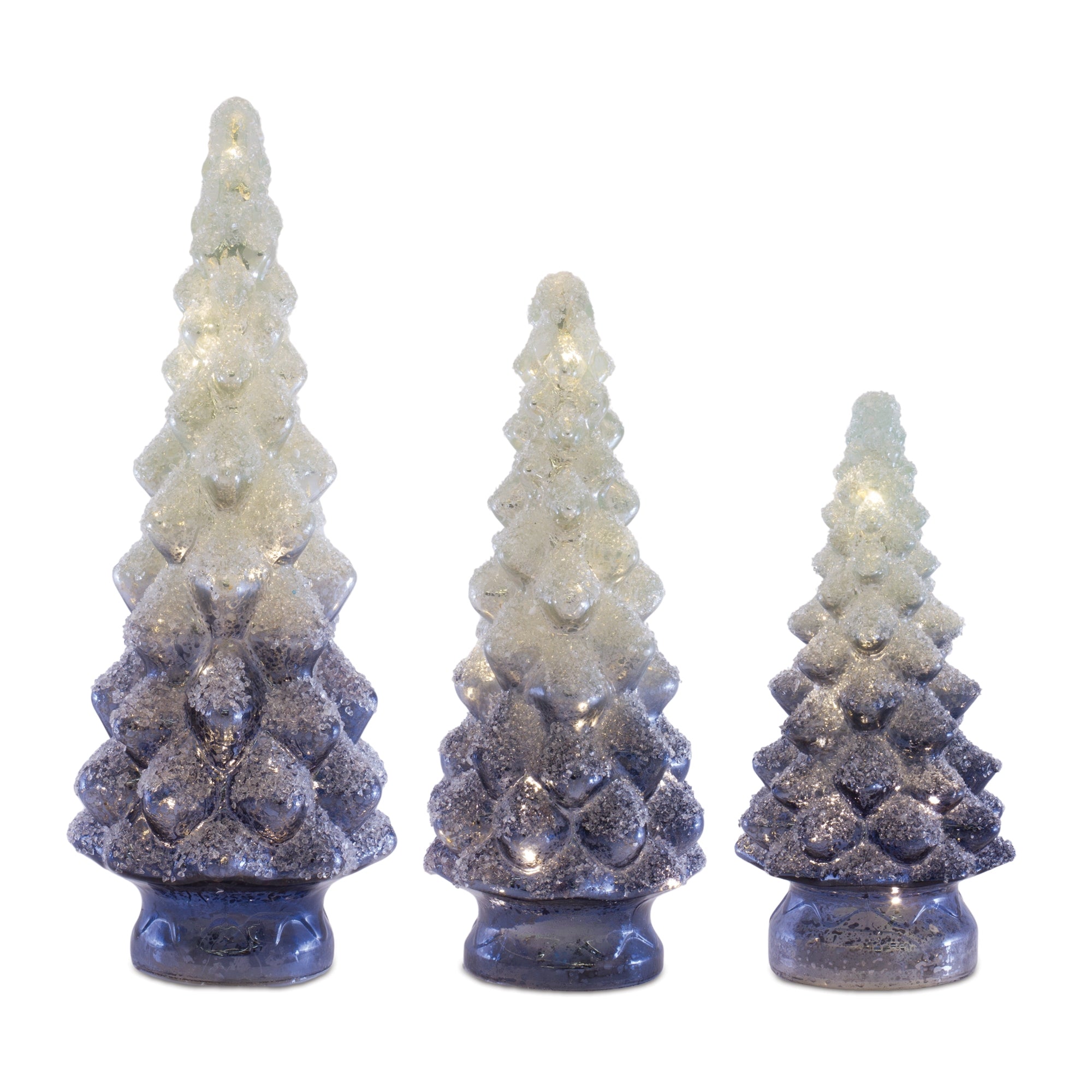 LED Frosted Glass Tree Decor (Set of 3)
