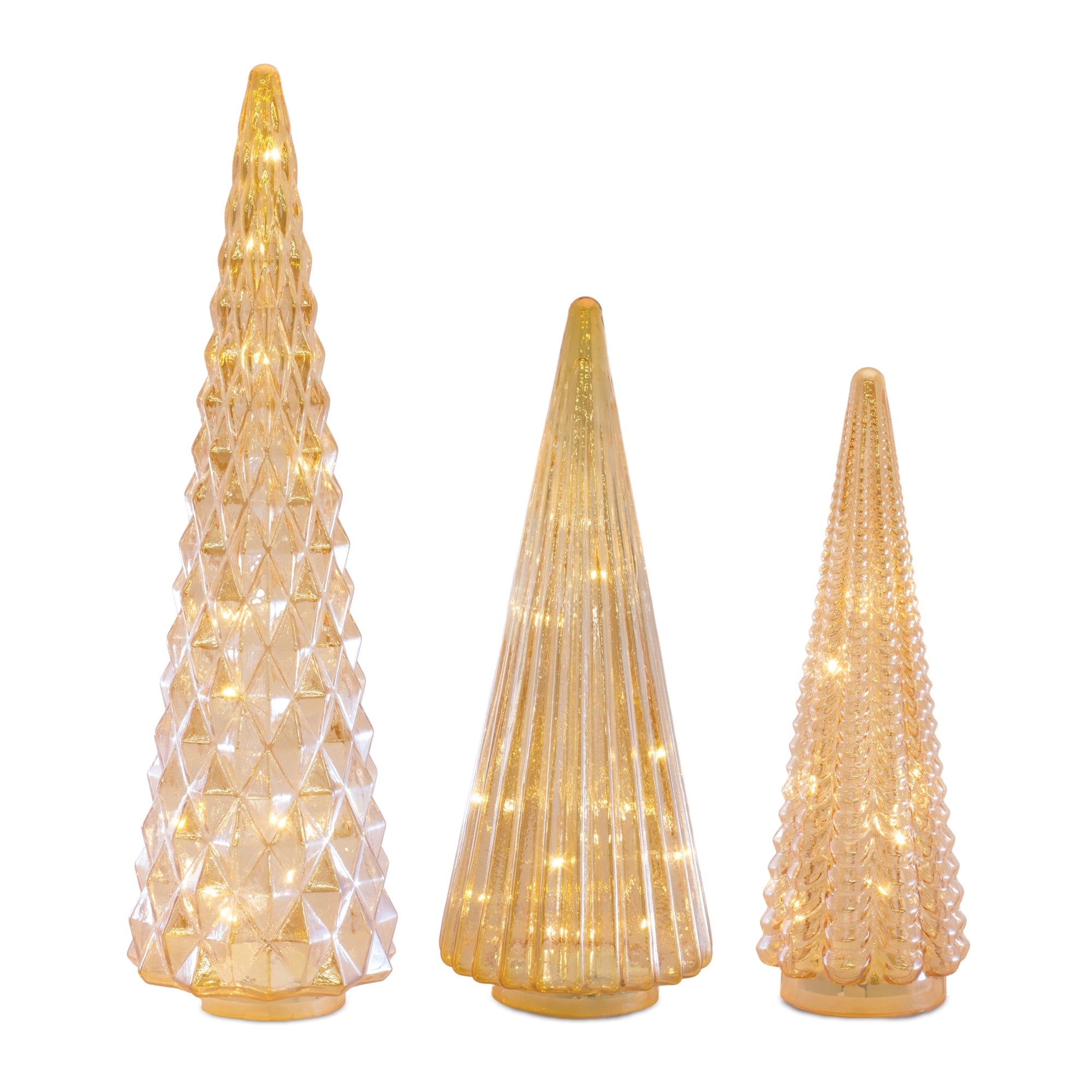 LED Textured Glass Tree Décor (Set of 3)