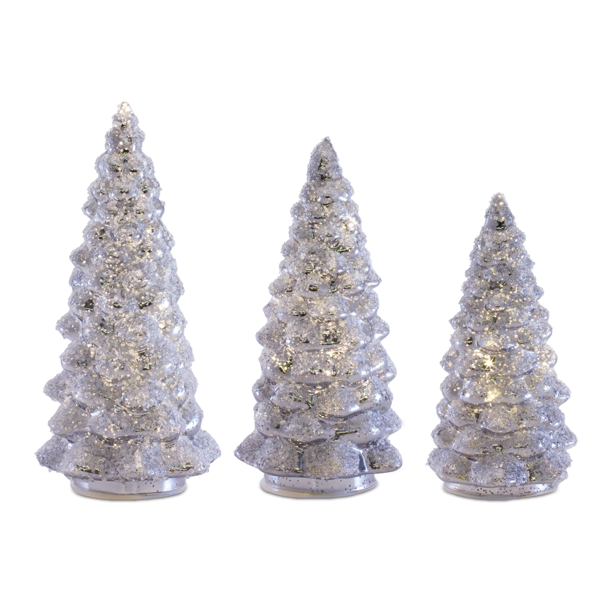 LED Frosted Glass Tree Decor (Set of 3)