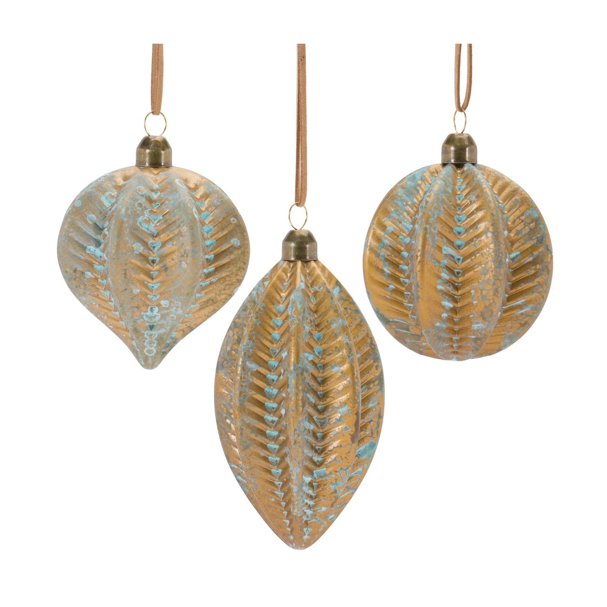 Distressed Ribbed Glass Ornament (Set of 12)