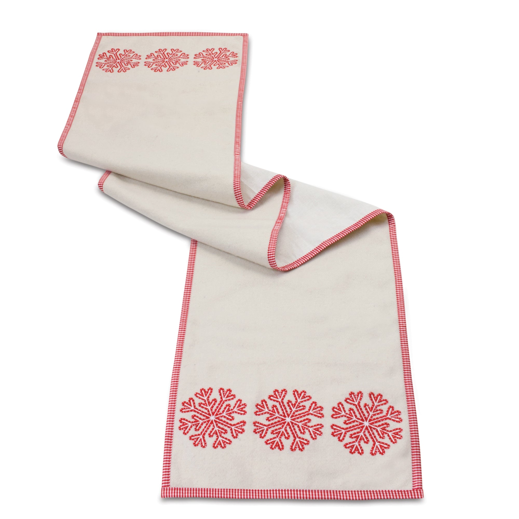Embroidered Snowflake Table Runner 72"L