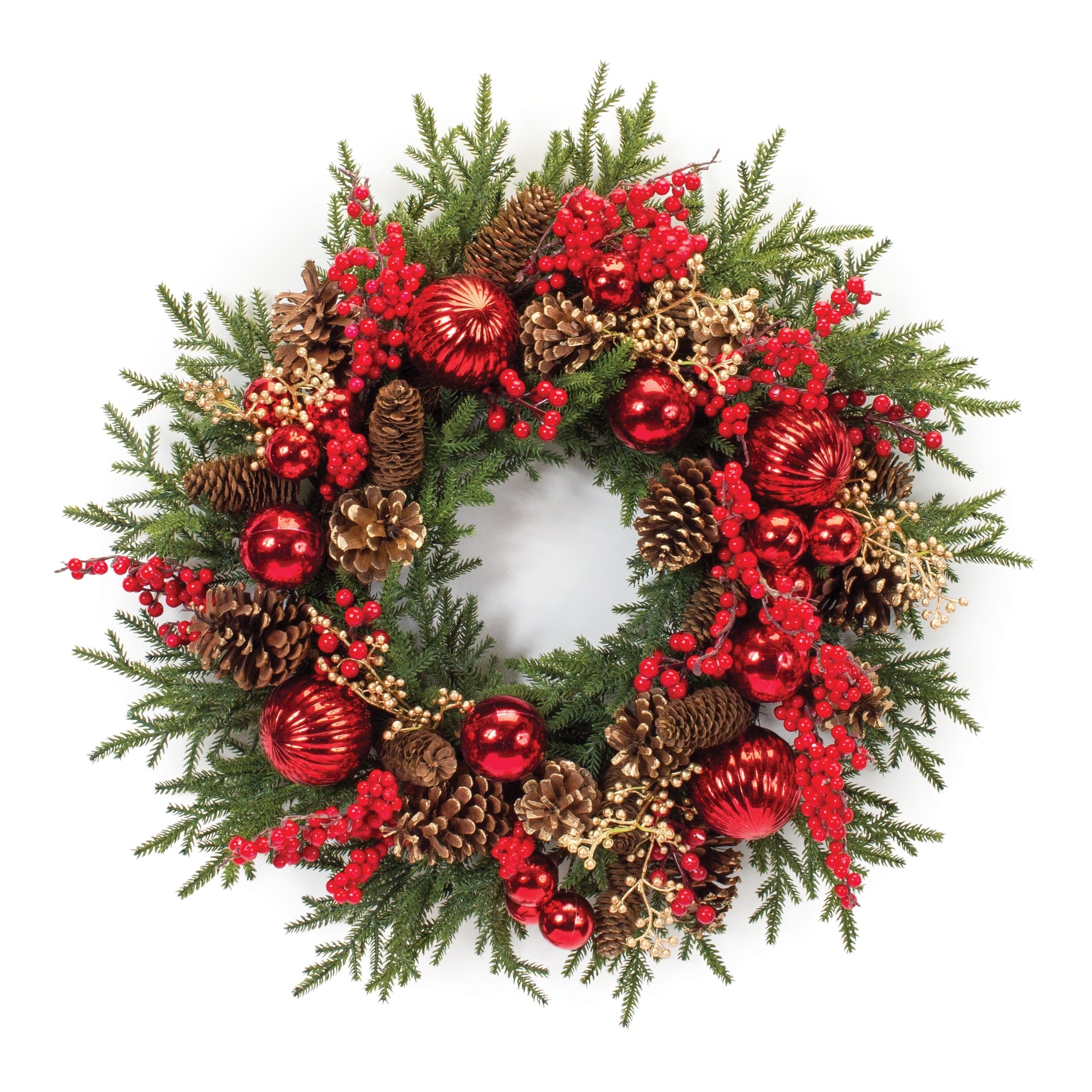 Decorated Pine Berry Wreath 28"D