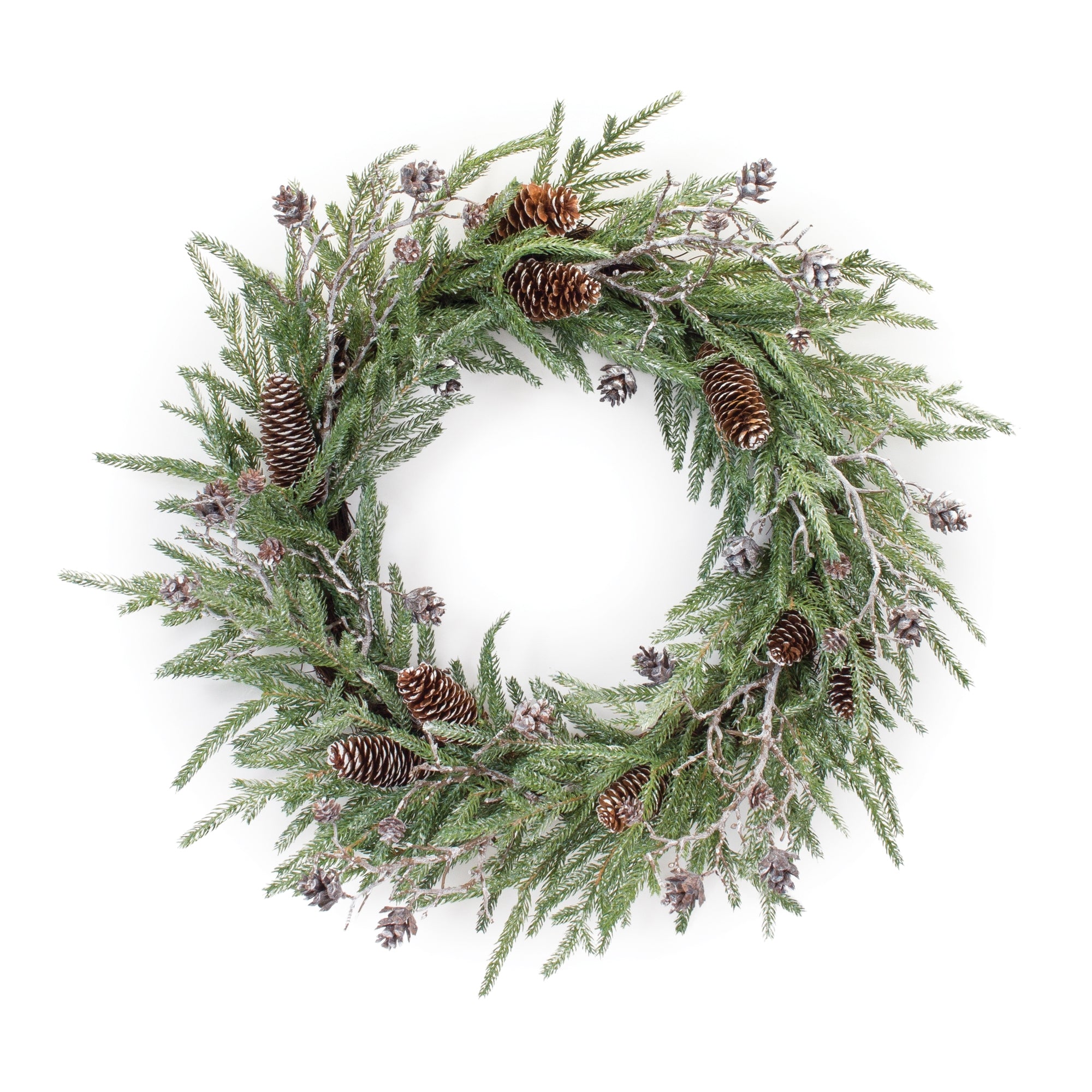 Frosted Pine Cone Twig Wreath 22.5"D