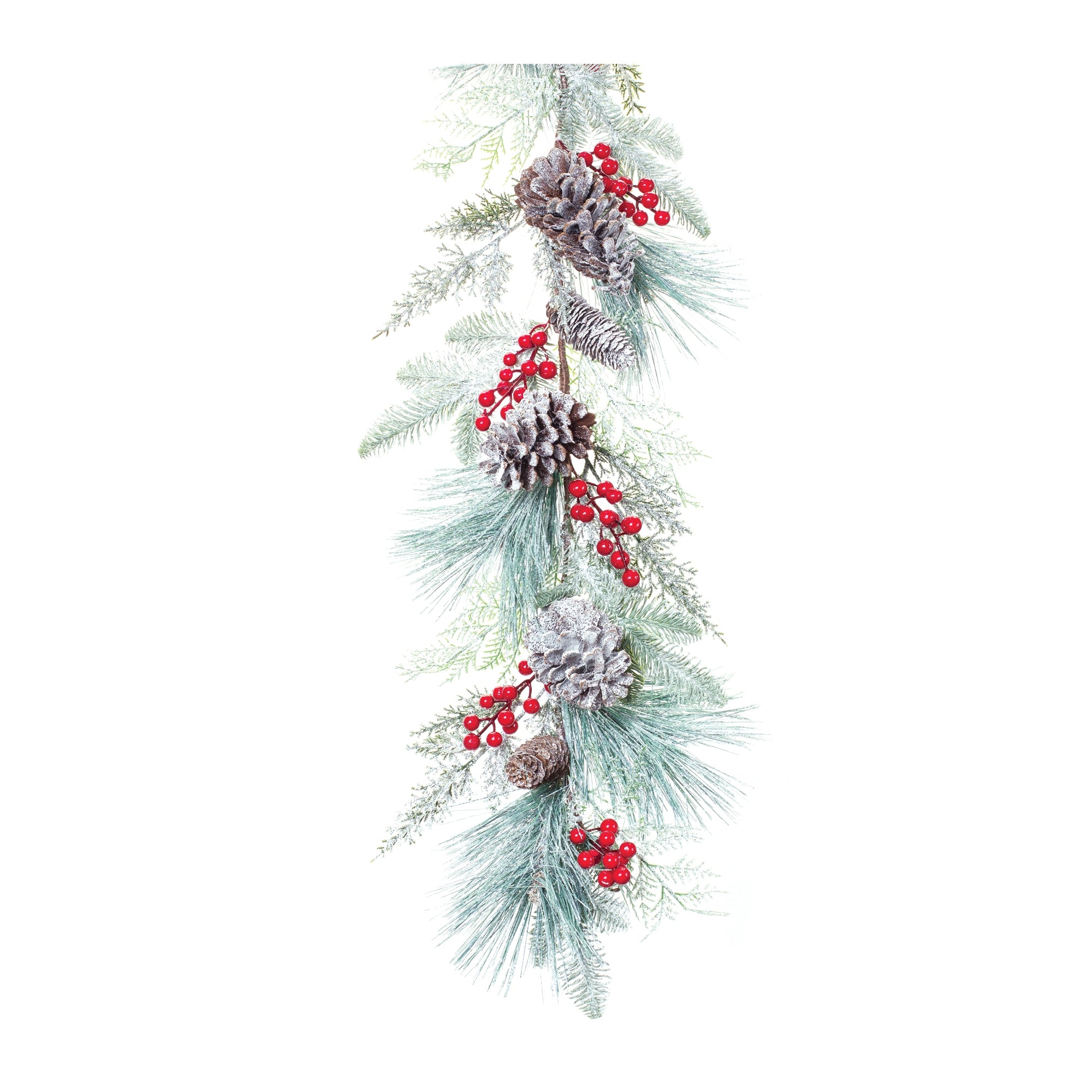 Frosted Pine Cone Berry Garland 6'L