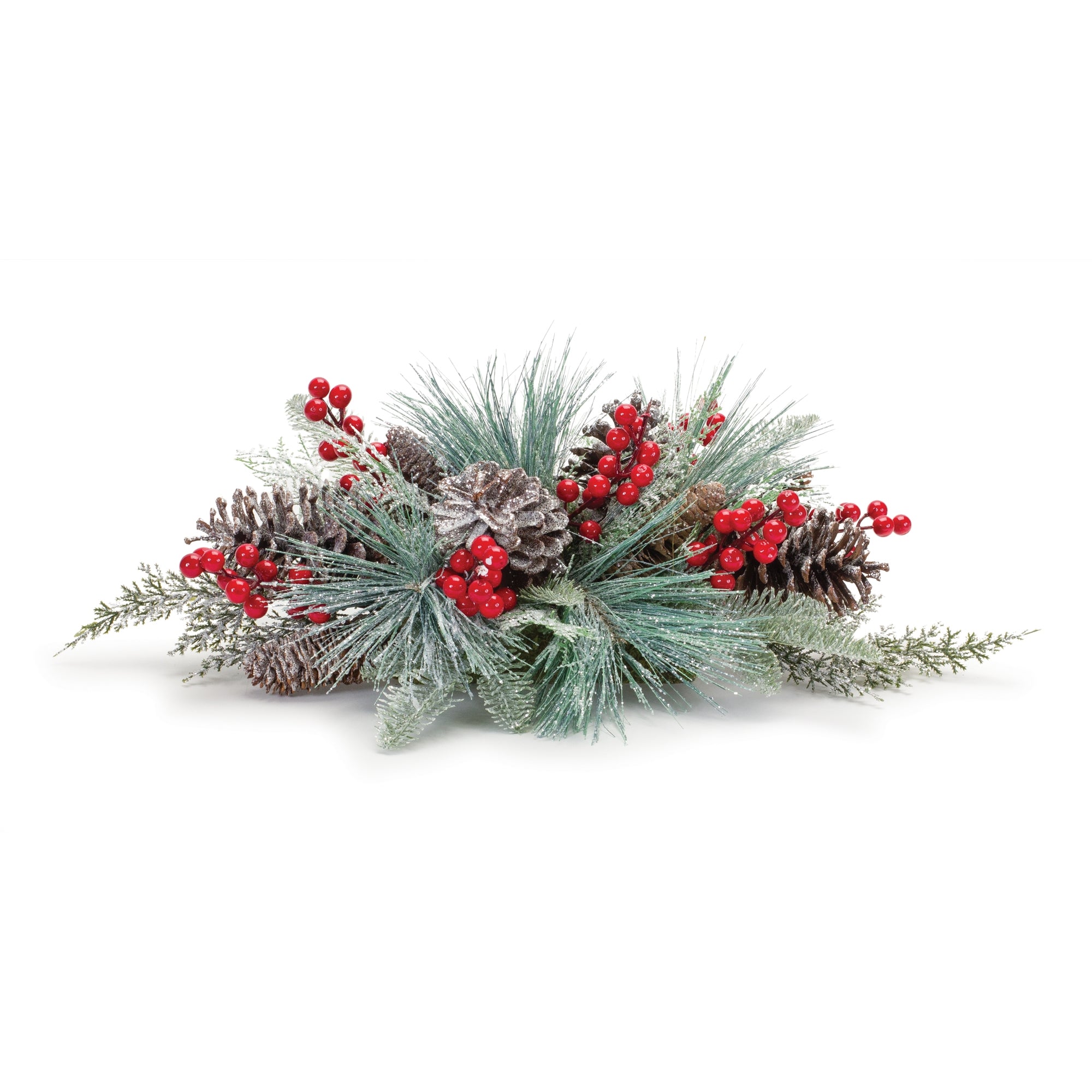Frosted Pine Cone and Berry Centerpiece 25.25"L