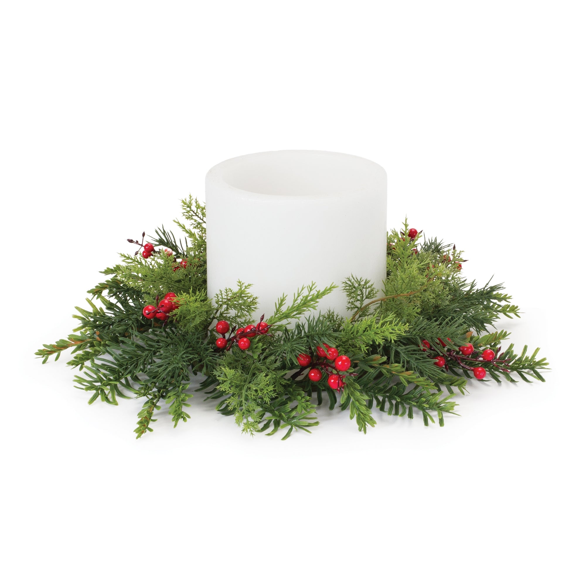 Mixed Pine Berry Candle Ring 15"D